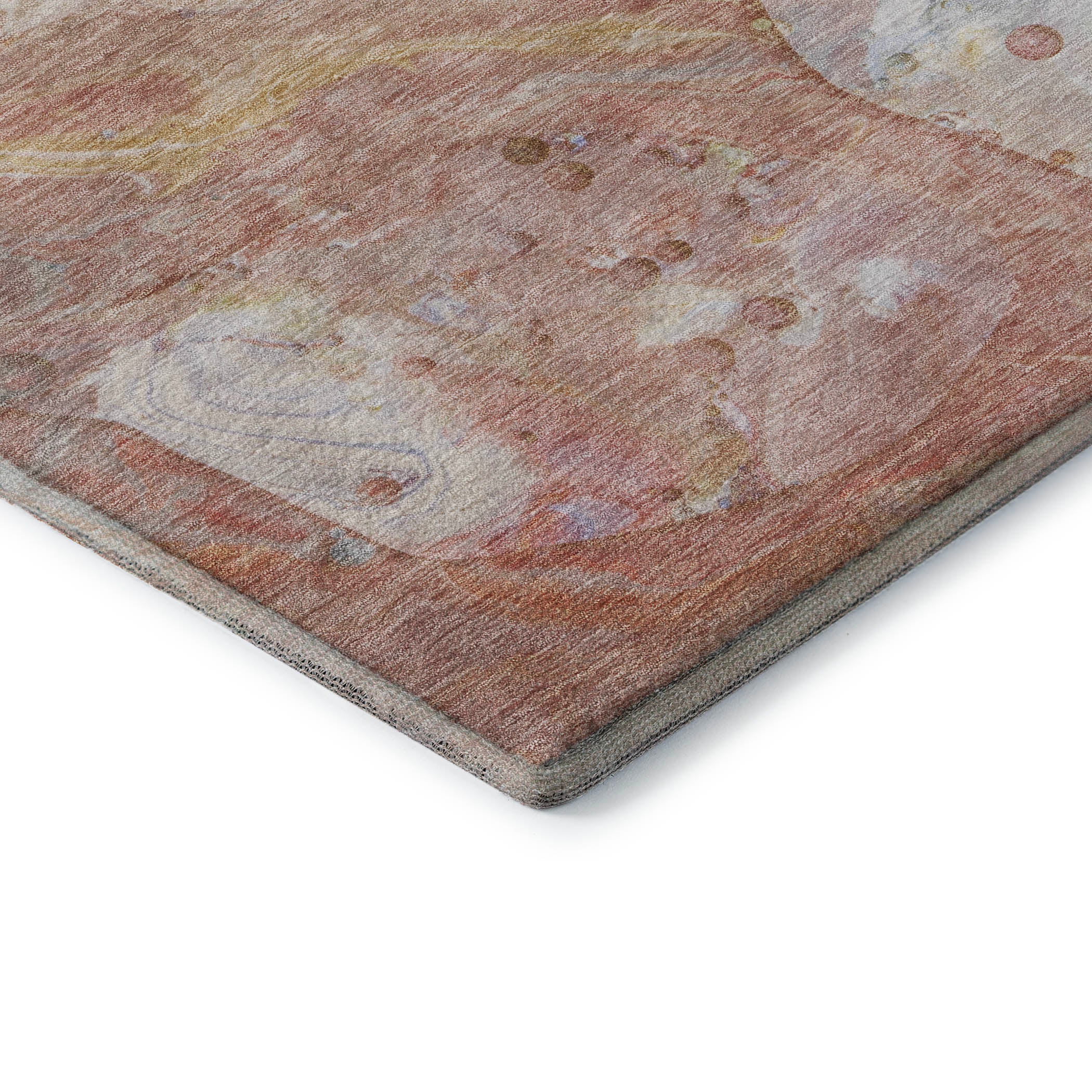 Kyoto Machine Washable Transitional Salmon Orange Rug 1'8" x 2'6" #shape_Rectangle