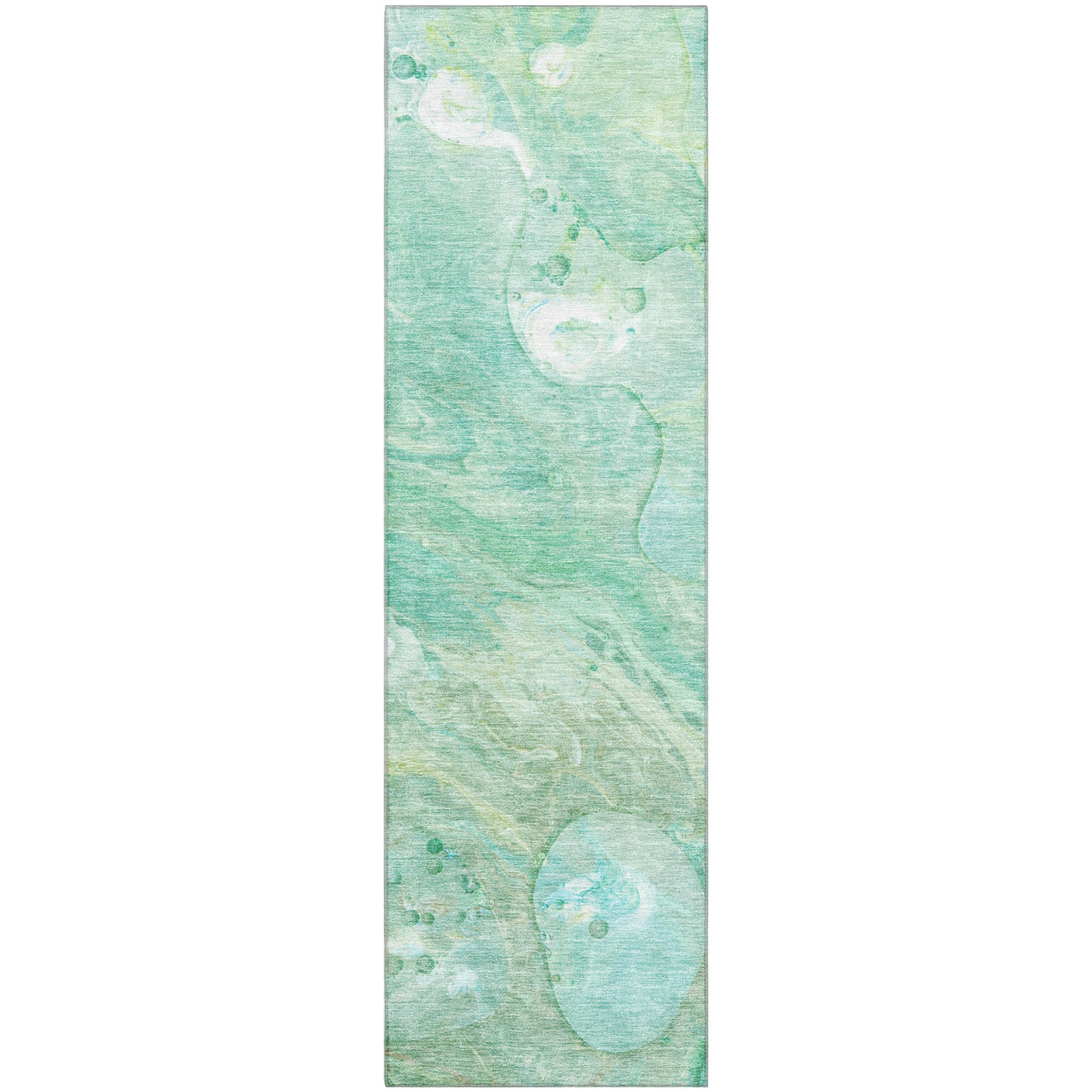 Kyoto Machine Washable Transitional Teal Rug 2'3" x 7'6" #shape_Runner
