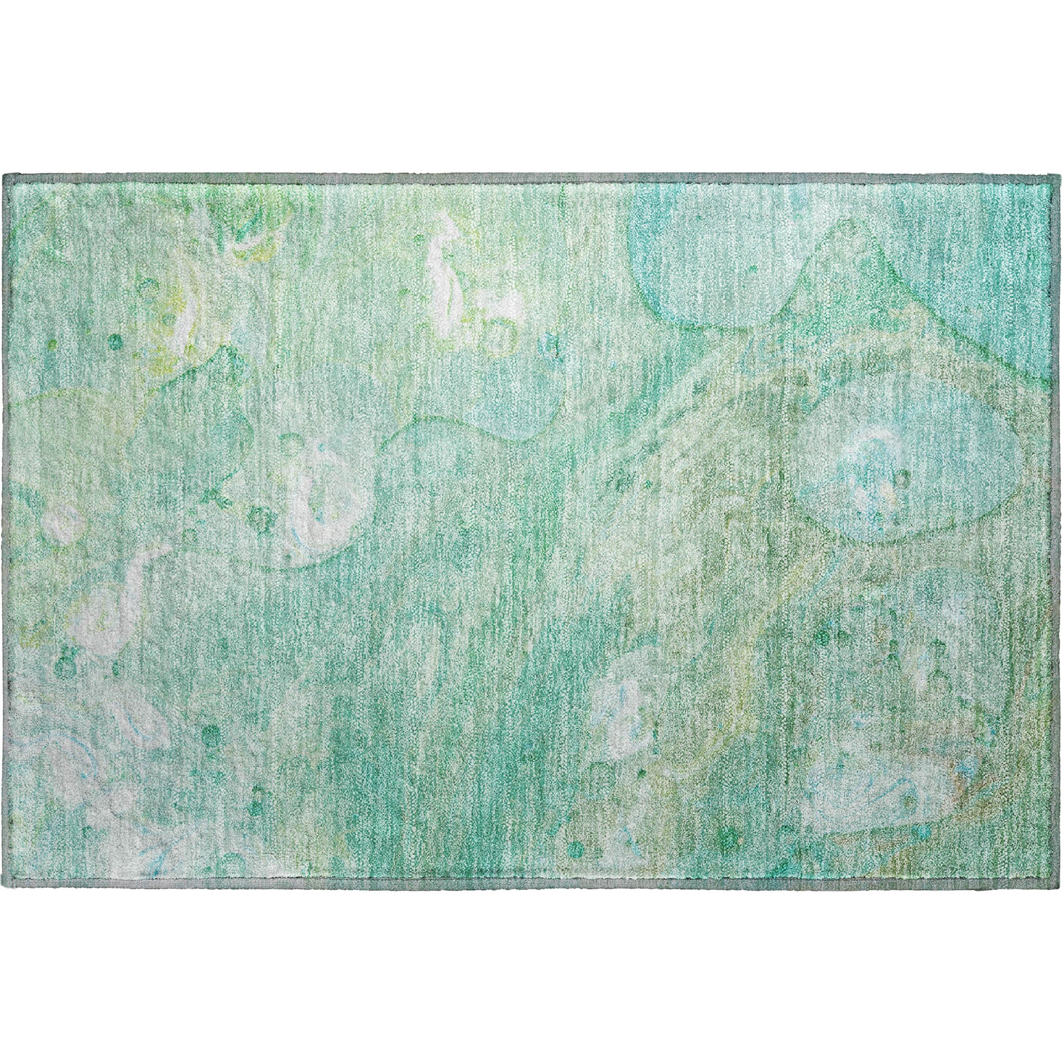 Kyoto Machine Washable Transitional Teal Rug 1'8" x 2'6" #shape_Rectangle