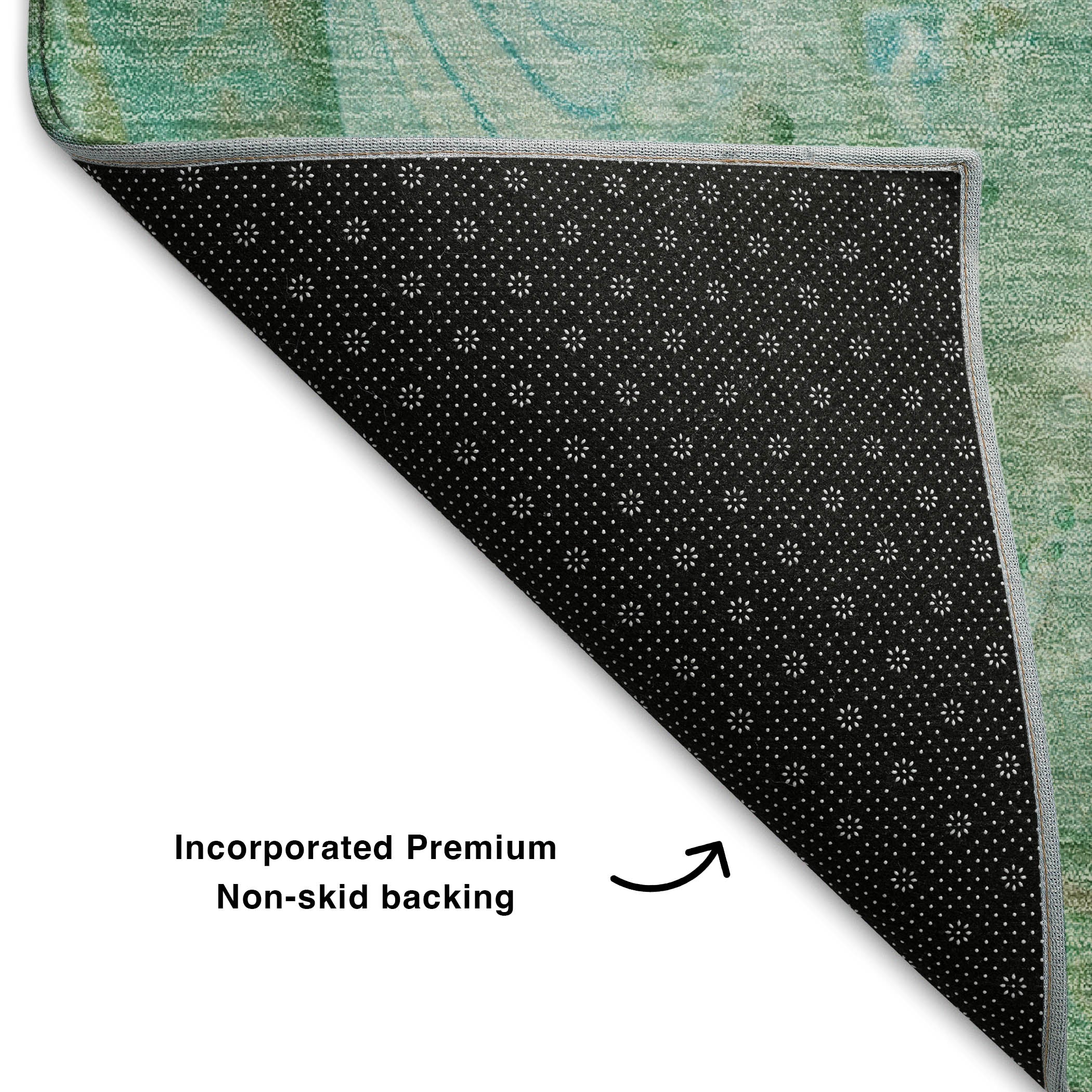 Kyoto Machine Washable Transitional Teal Rug 1'8" x 2'6" #shape_Rectangle