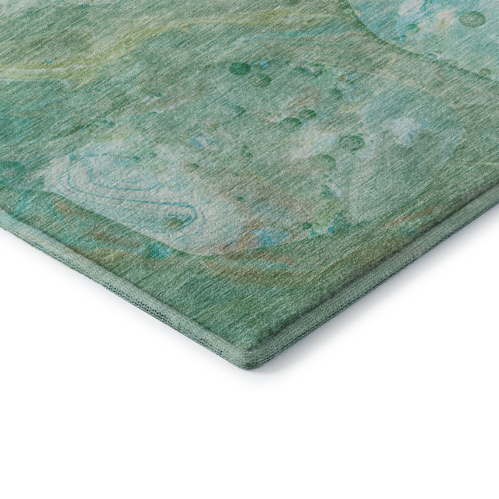 Kyoto Machine Washable Transitional Teal Rug 1'8" x 2'6" #shape_Rectangle