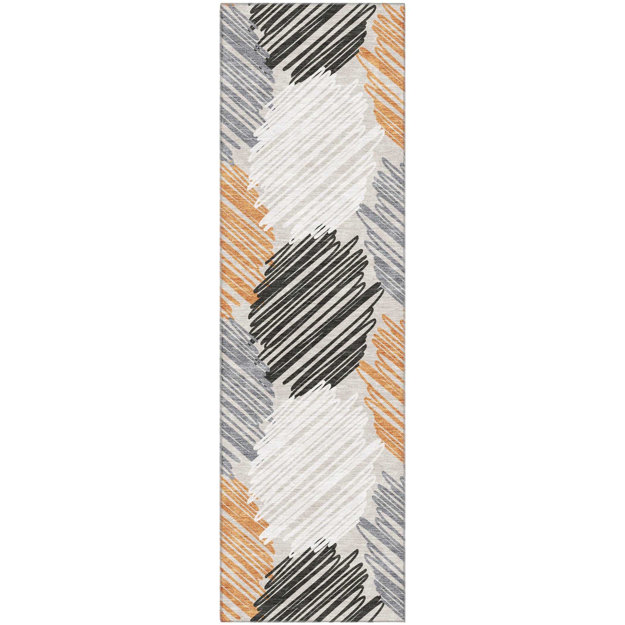 Tbilisi Machine Washable Transitional Copper Orange Rug 2'3" x 7'6" #shape_Runner