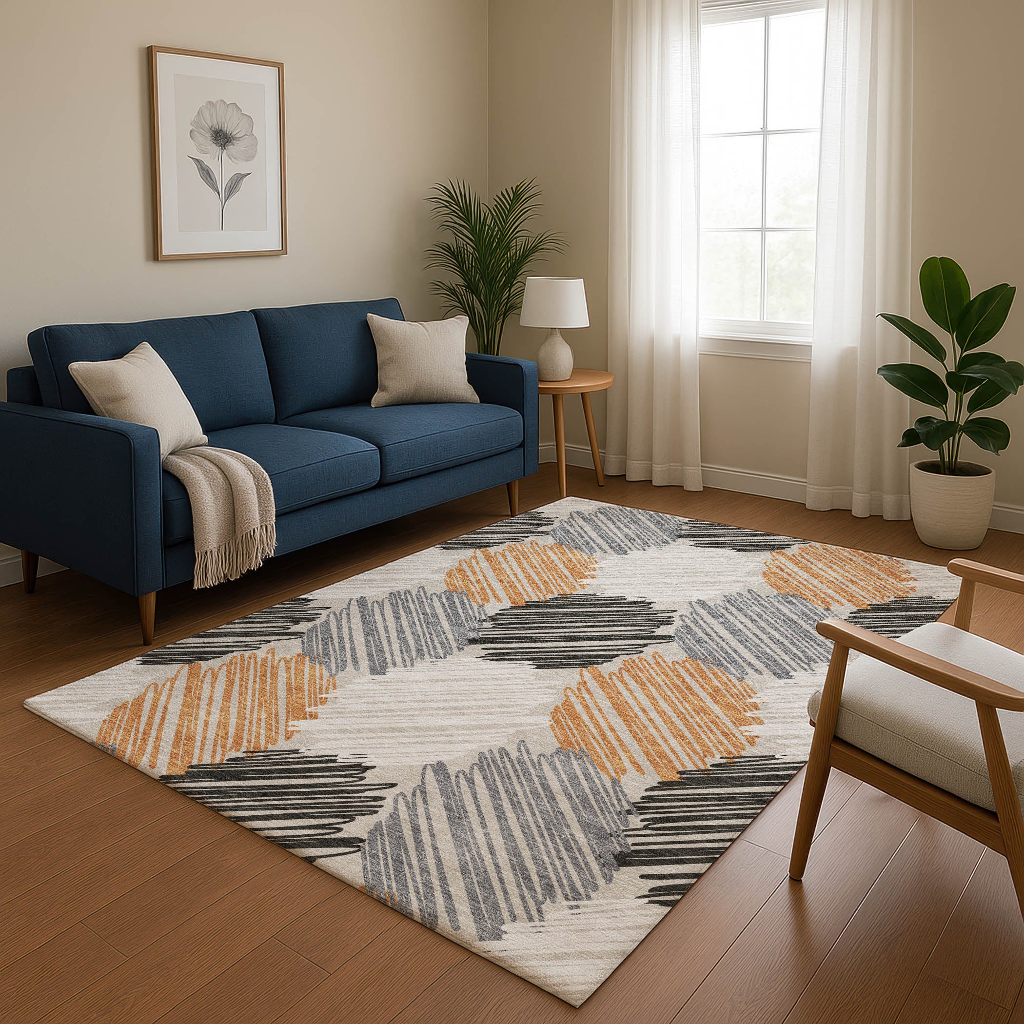 Tbilisi Machine Washable Transitional Copper Orange Rug 2'6" x 3'10" #shape_Rectangle