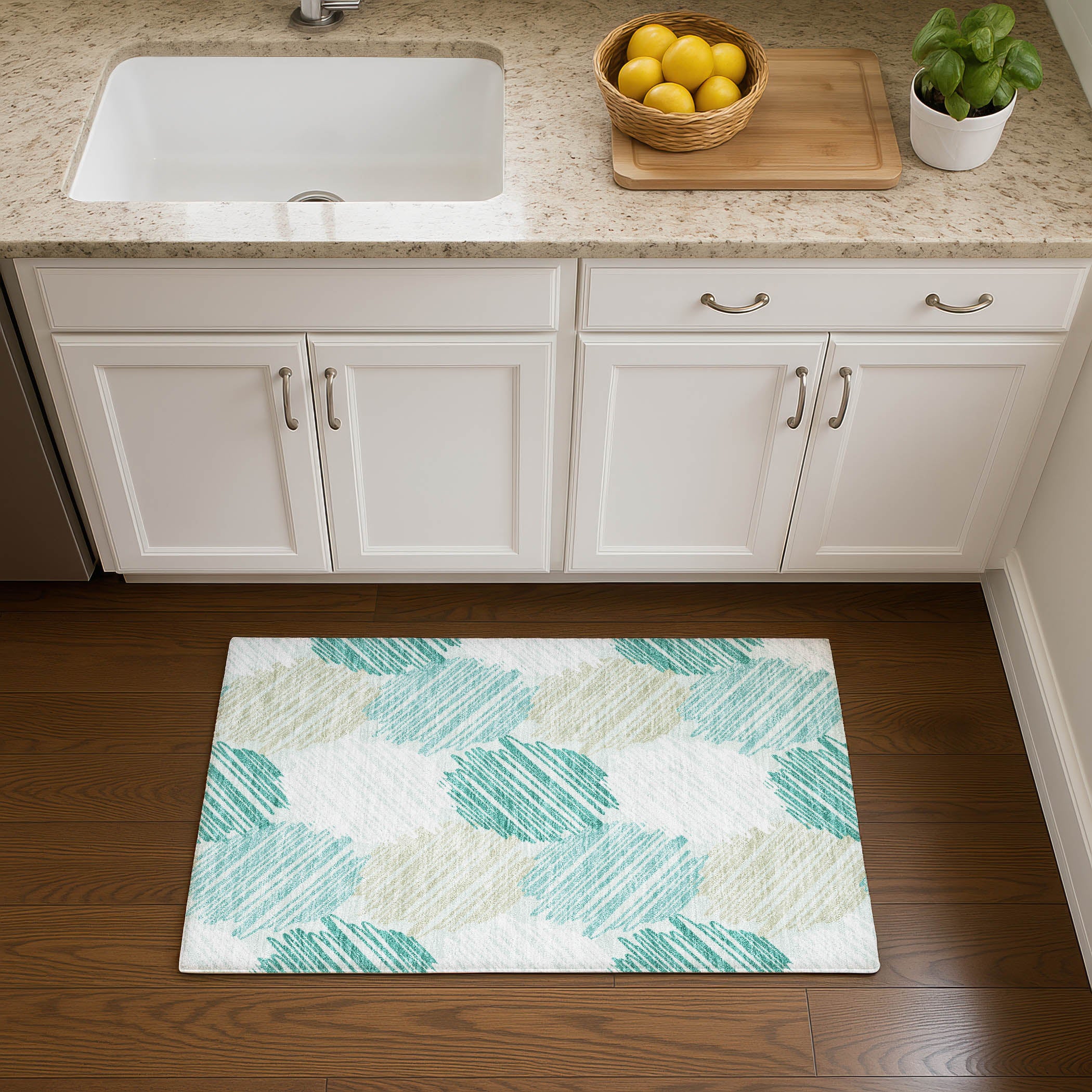 Tbilisi Machine Washable Transitional Teal Rug 1'8" x 2'6" #shape_Rectangle