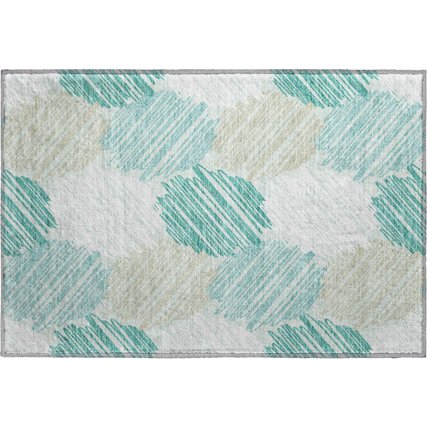 Tbilisi Machine Washable Transitional Teal Rug 1'8" x 2'6"