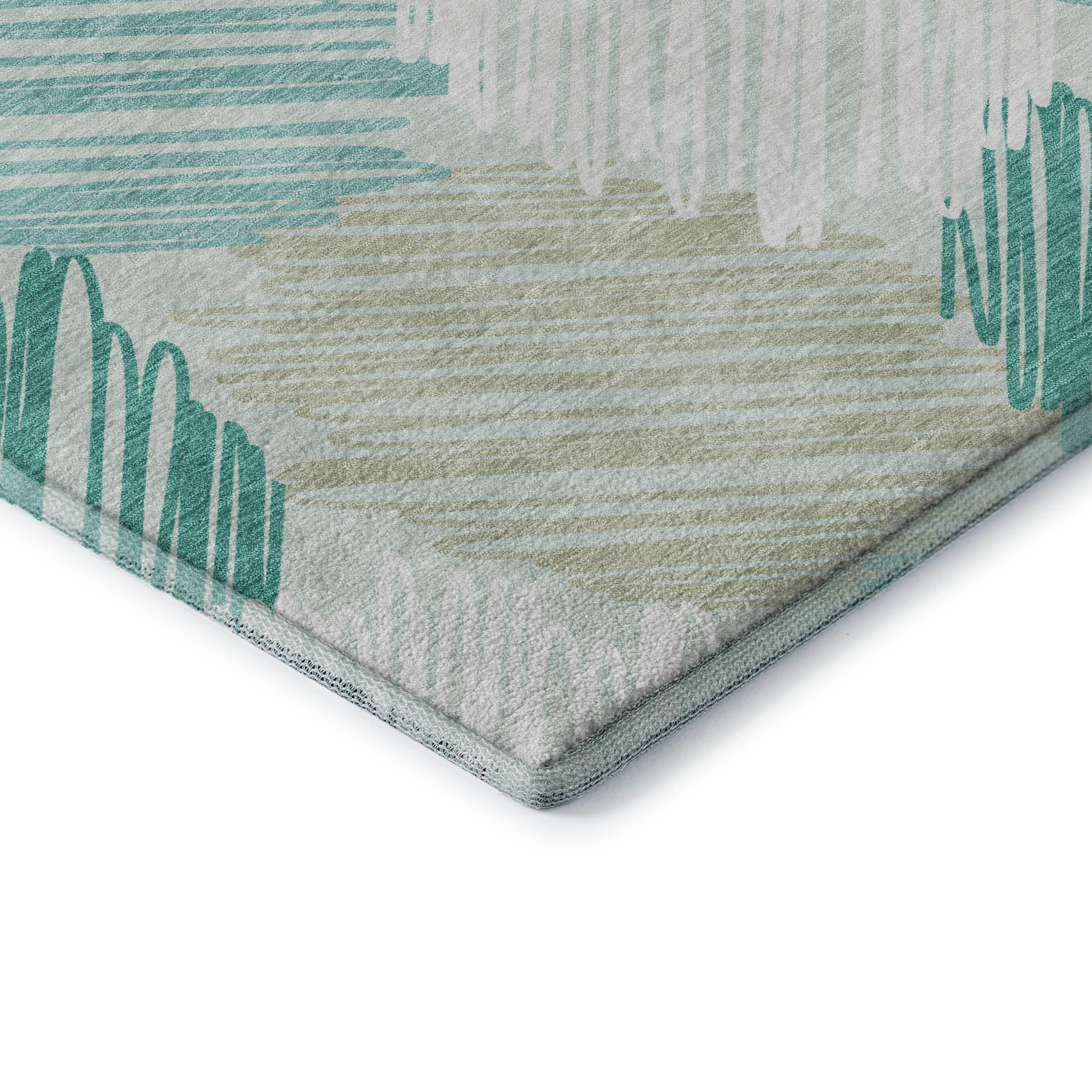 Tbilisi Machine Washable Transitional Teal Rug 1'8" x 2'6" #shape_Rectangle