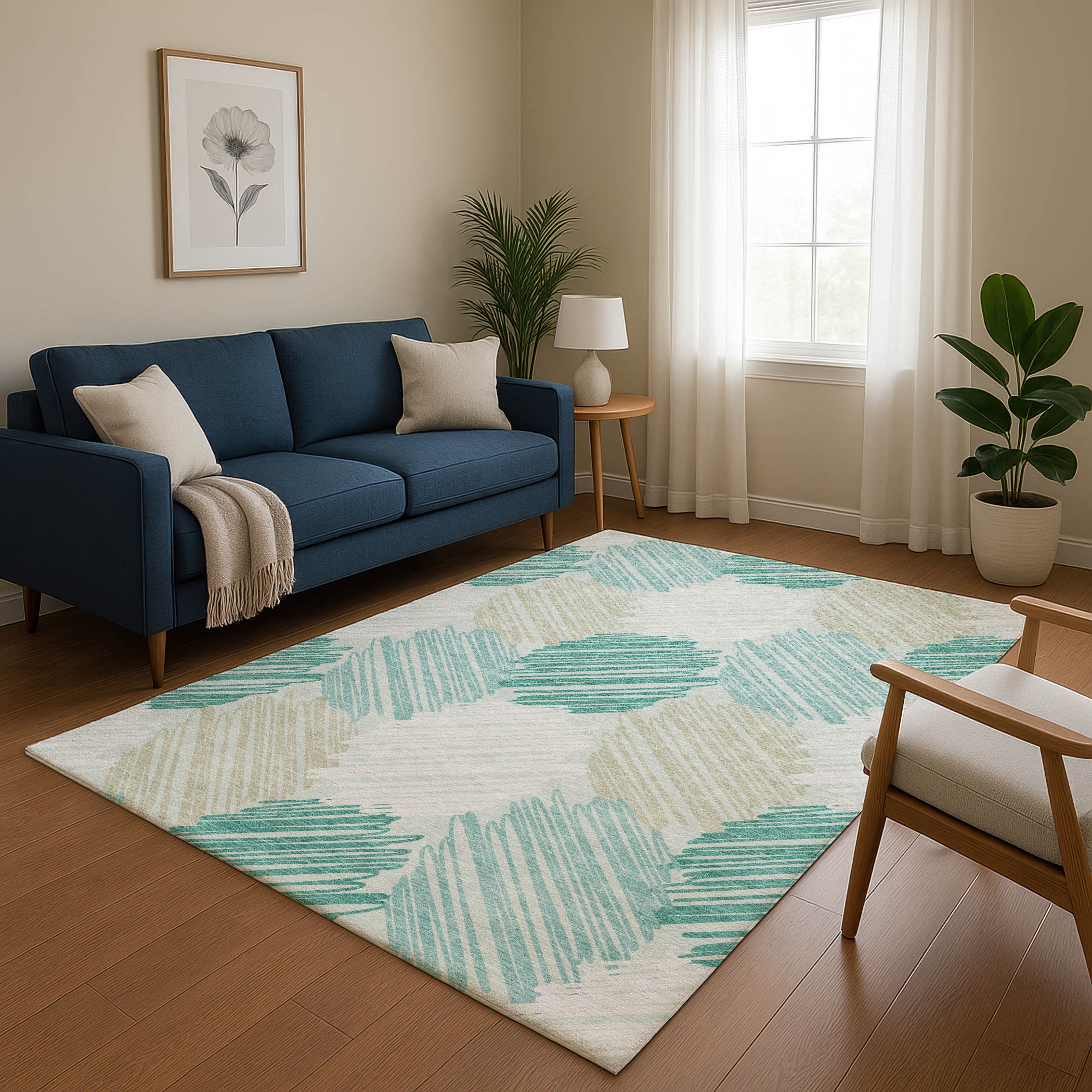 Tbilisi Machine Washable Transitional Teal Rug 2'6" x 3'10" #shape_Rectangle