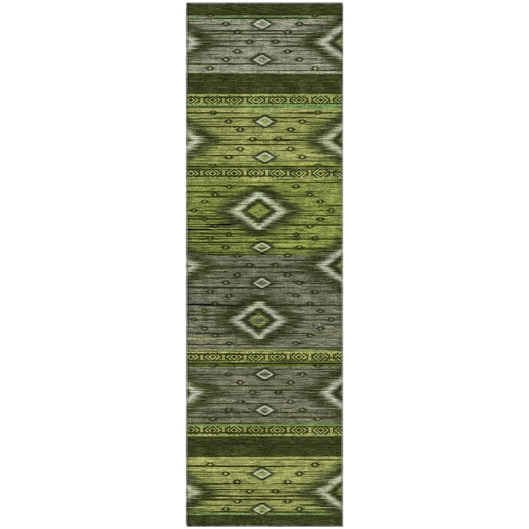 Bruges Machine Washable Transitional Aloe Green Rug 2'3" x 7'6" #shape_Runner