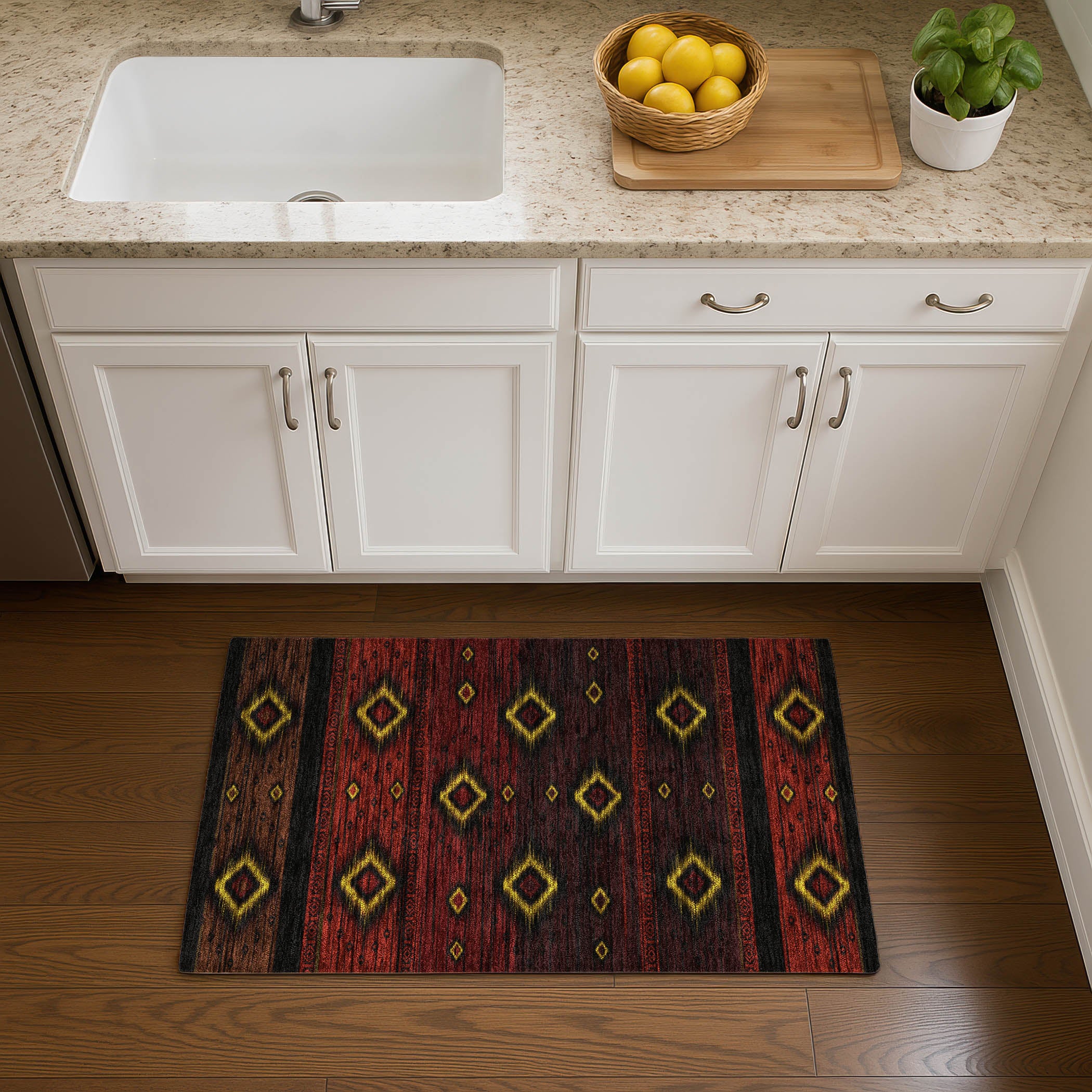 Bruges Machine Washable Transitional Red Rug 1'8" x 2'6" #shape_Rectangle