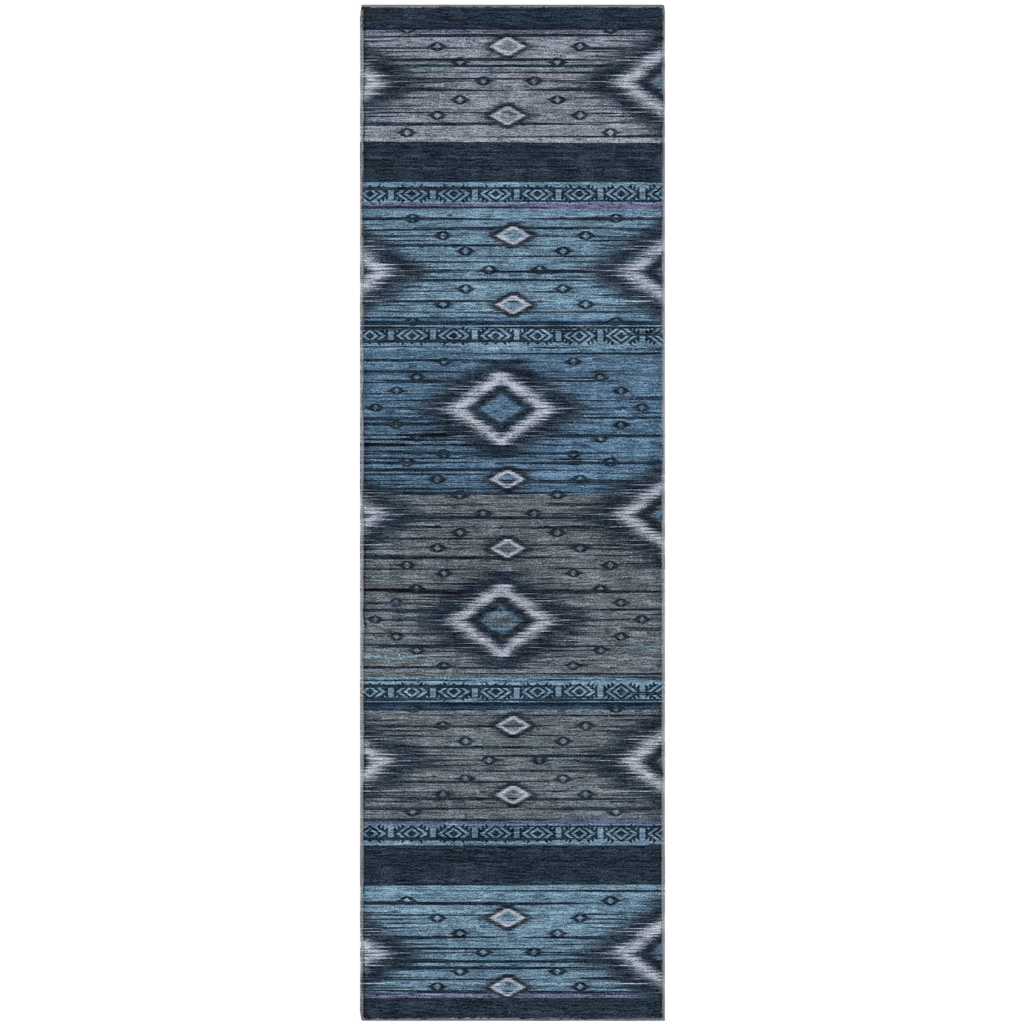 Bruges Machine Washable Transitional Teal Rug 2'3" x 7'6" #shape_Runner