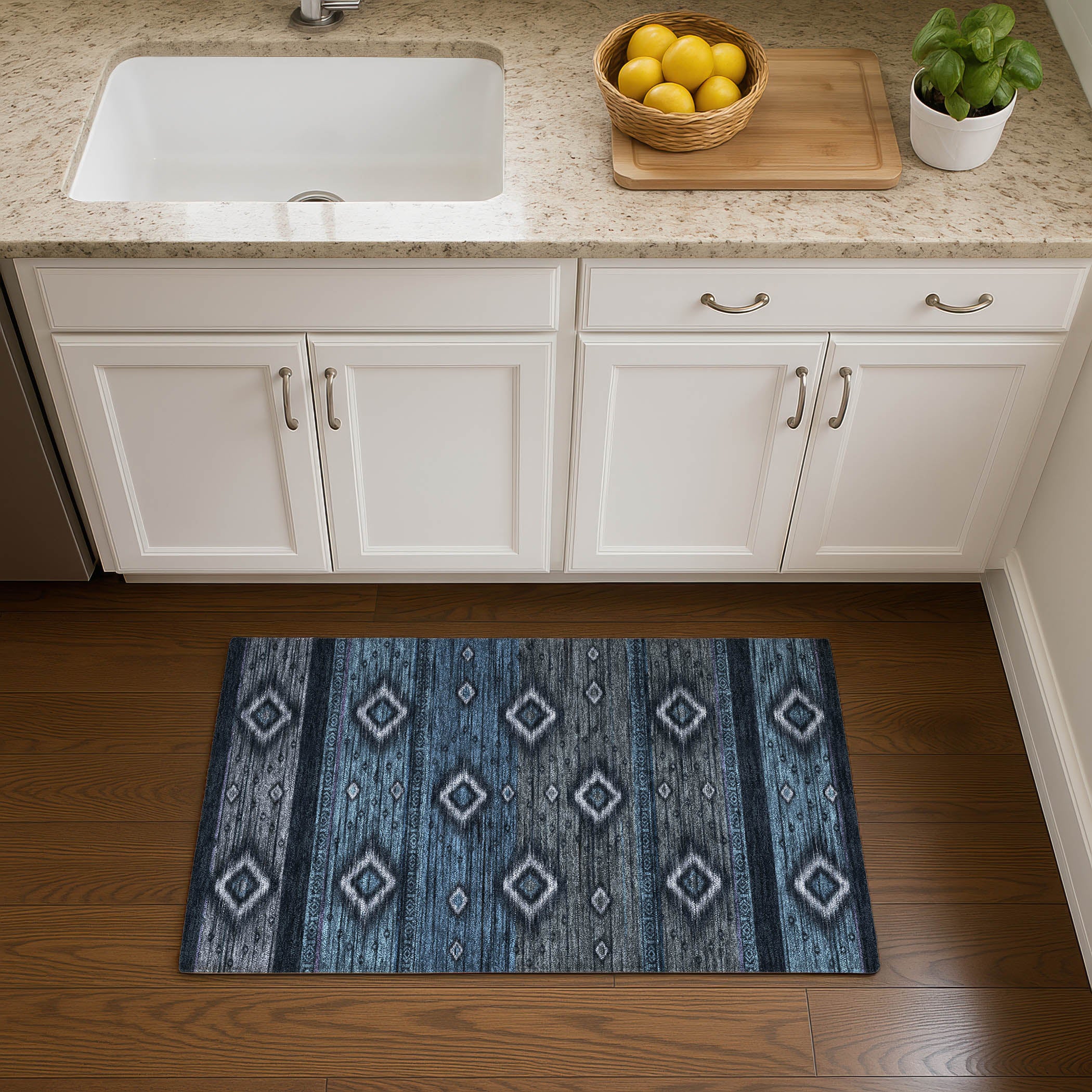 Bruges Machine Washable Transitional Teal Rug 1'8" x 2'6" #shape_Rectangle