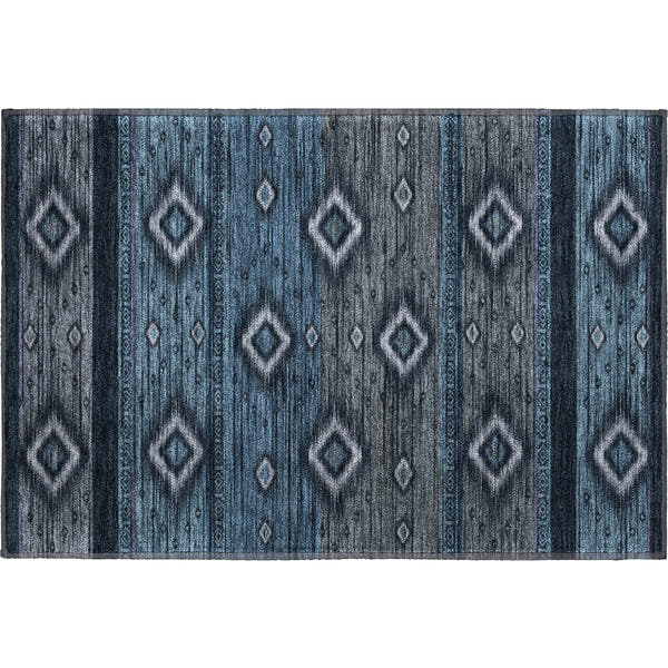 Bruges Machine Washable Transitional Teal Rug 1'8" x 2'6"
