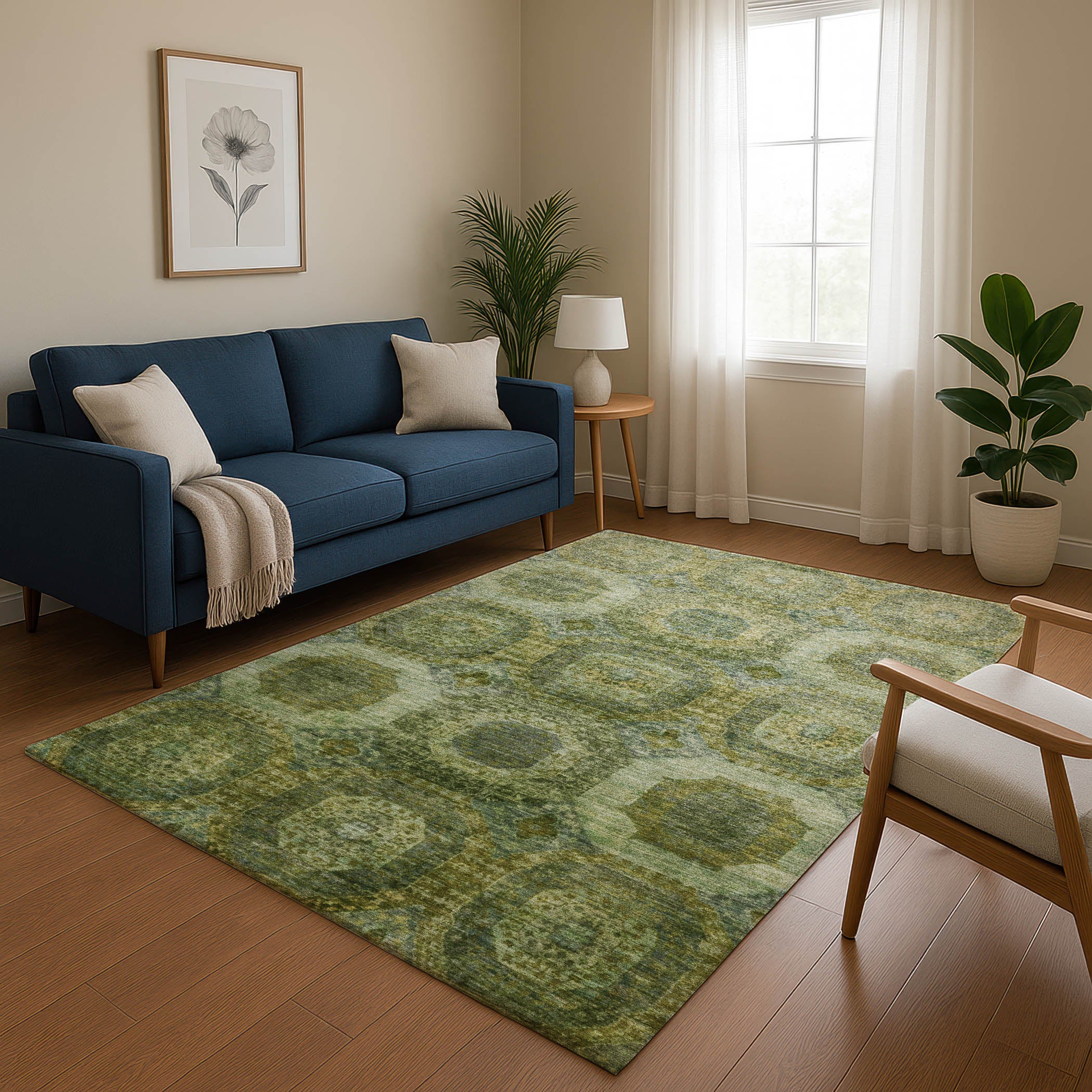 Prague Machine Washable Transitional Aloe Green Rug 2'6" x 3'10" #shape_Rectangle