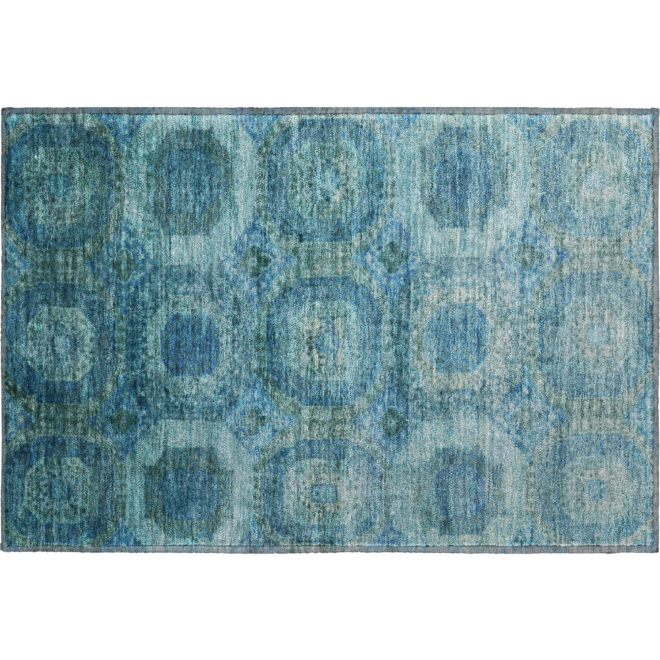 Prague Machine Washable Transitional Blue Rug 1'8" x 2'6" #shape_Rectangle