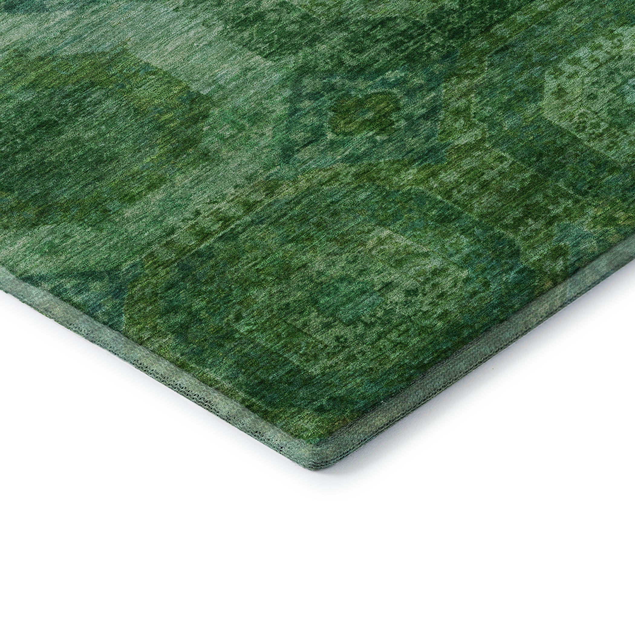 Prague Machine Washable Transitional Emerald Green Rug 1'8" x 2'6" #shape_Rectangle
