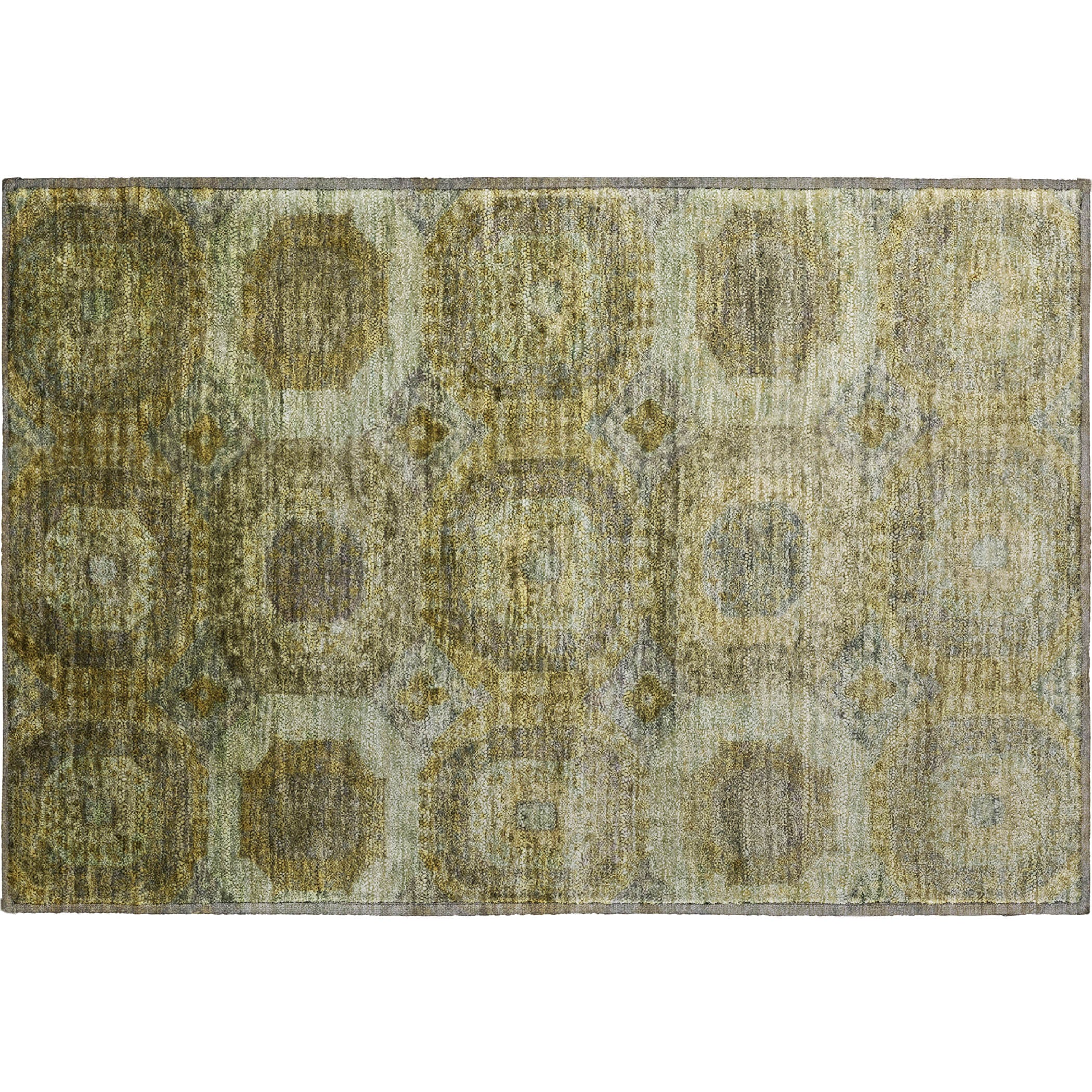 Prague Machine Washable Transitional Gold Rug 1'8" x 2'6" #shape_Rectangle