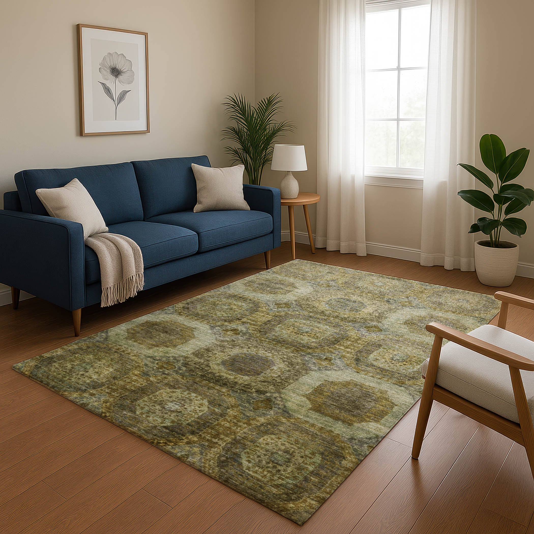 Prague Machine Washable Transitional Gold Rug 2'6" x 3'10" #shape_Rectangle
