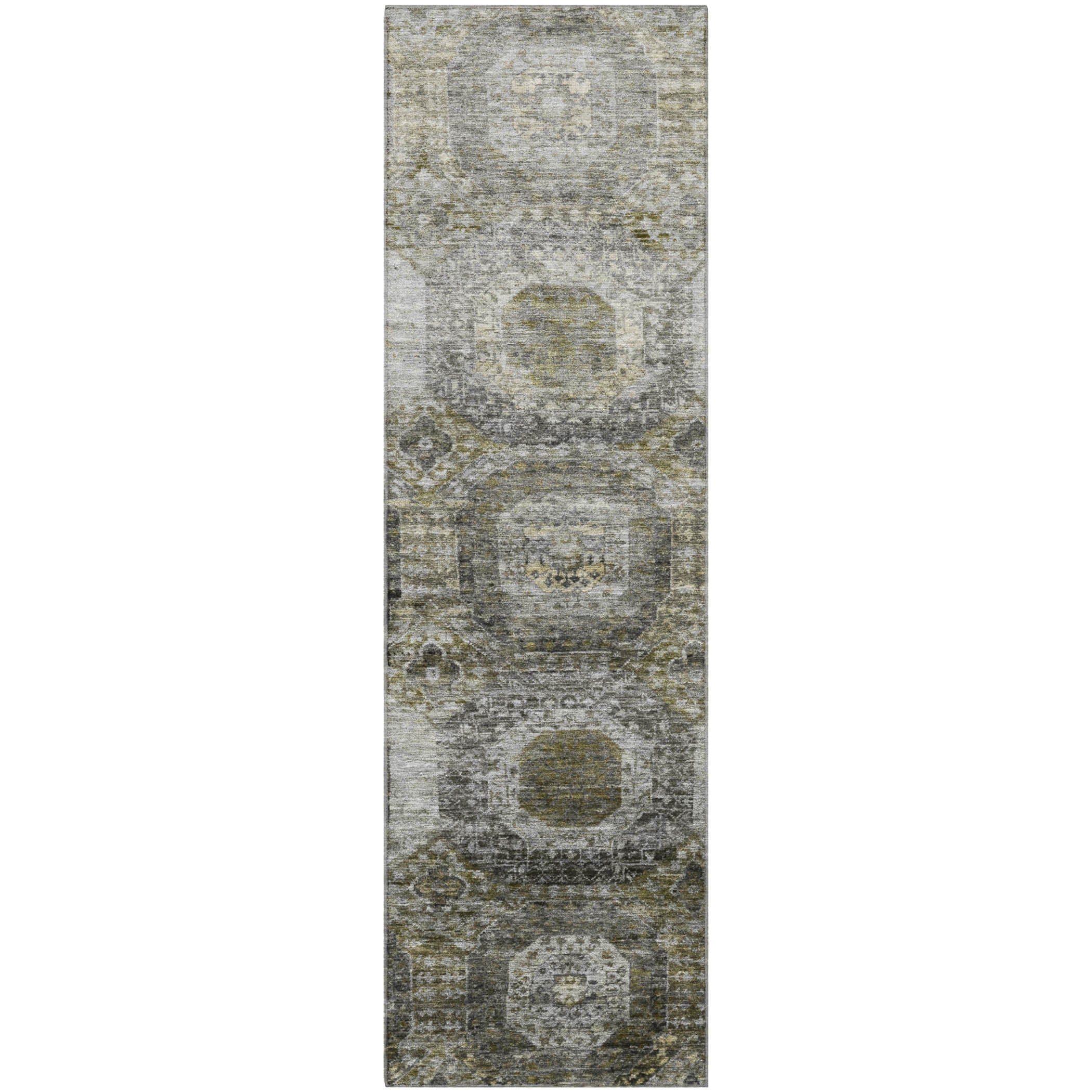 Prague Machine Washable Transitional Pewter Gray Rug 2'3" x 7'6" #shape_Runner