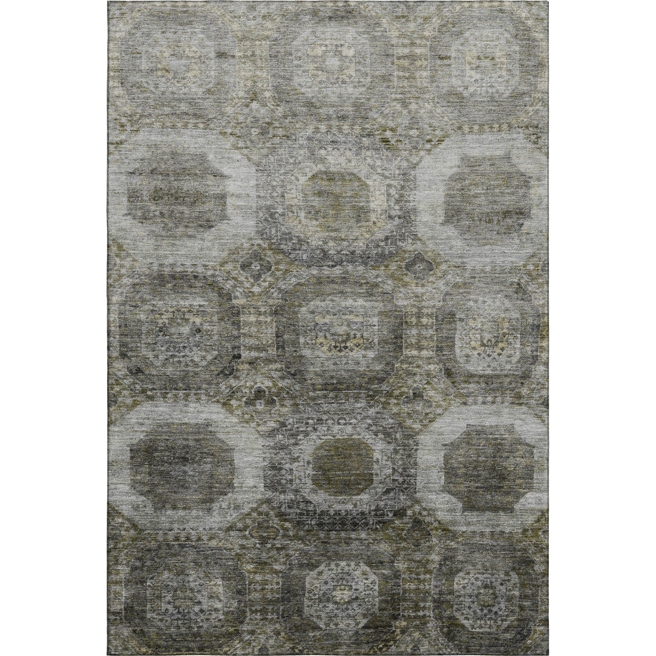 Prague Machine Washable Transitional Pewter Gray Rug 2'6" x 3'10" #shape_Rectangle
