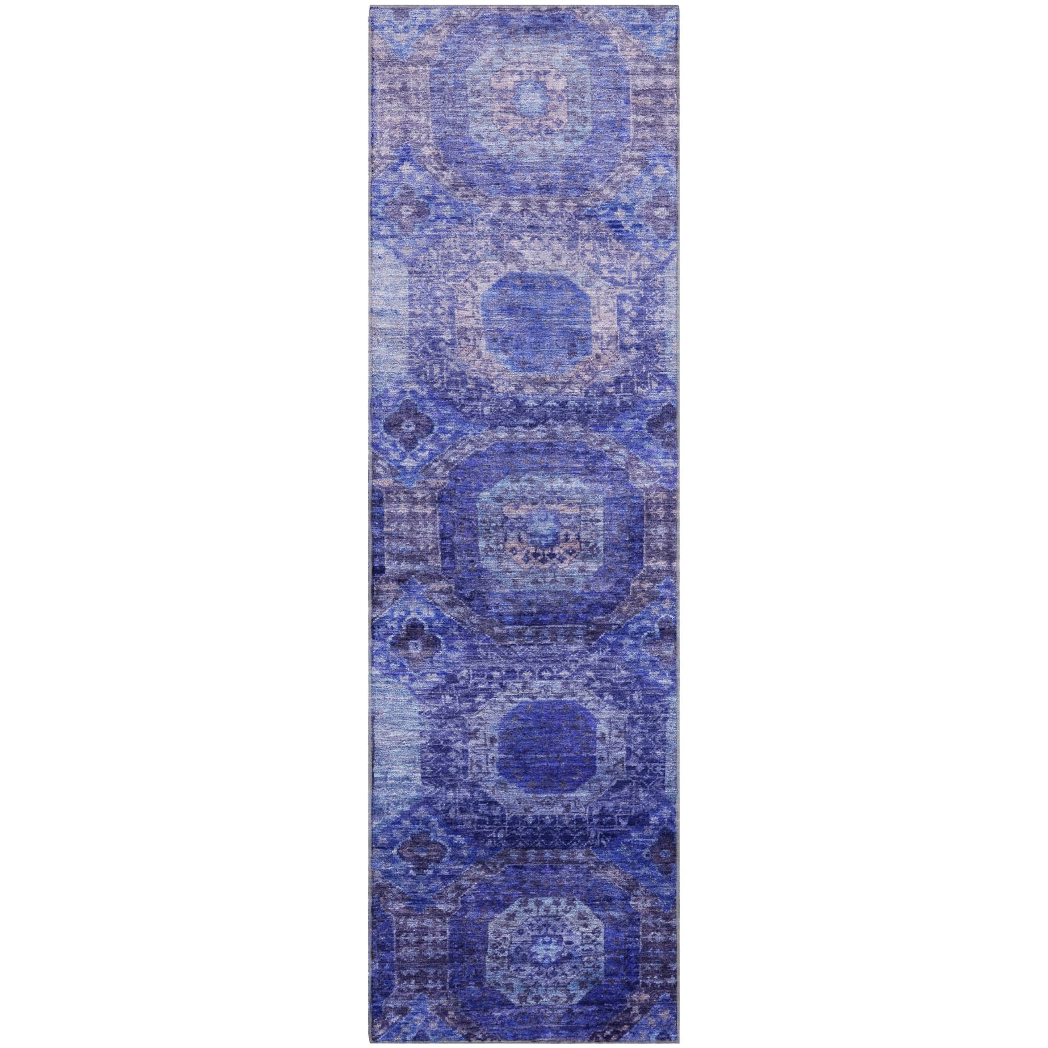 Prague Machine Washable Transitional Purple Rug 2'3" x 7'6" #shape_Runner