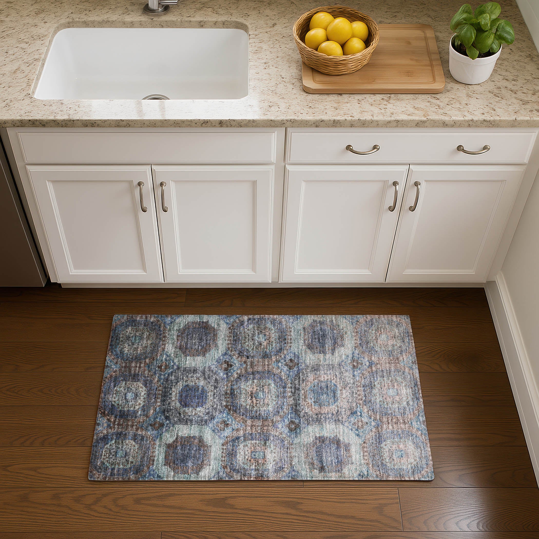 Prague Machine Washable Transitional Teal Rug 1'8" x 2'6" #shape_Rectangle