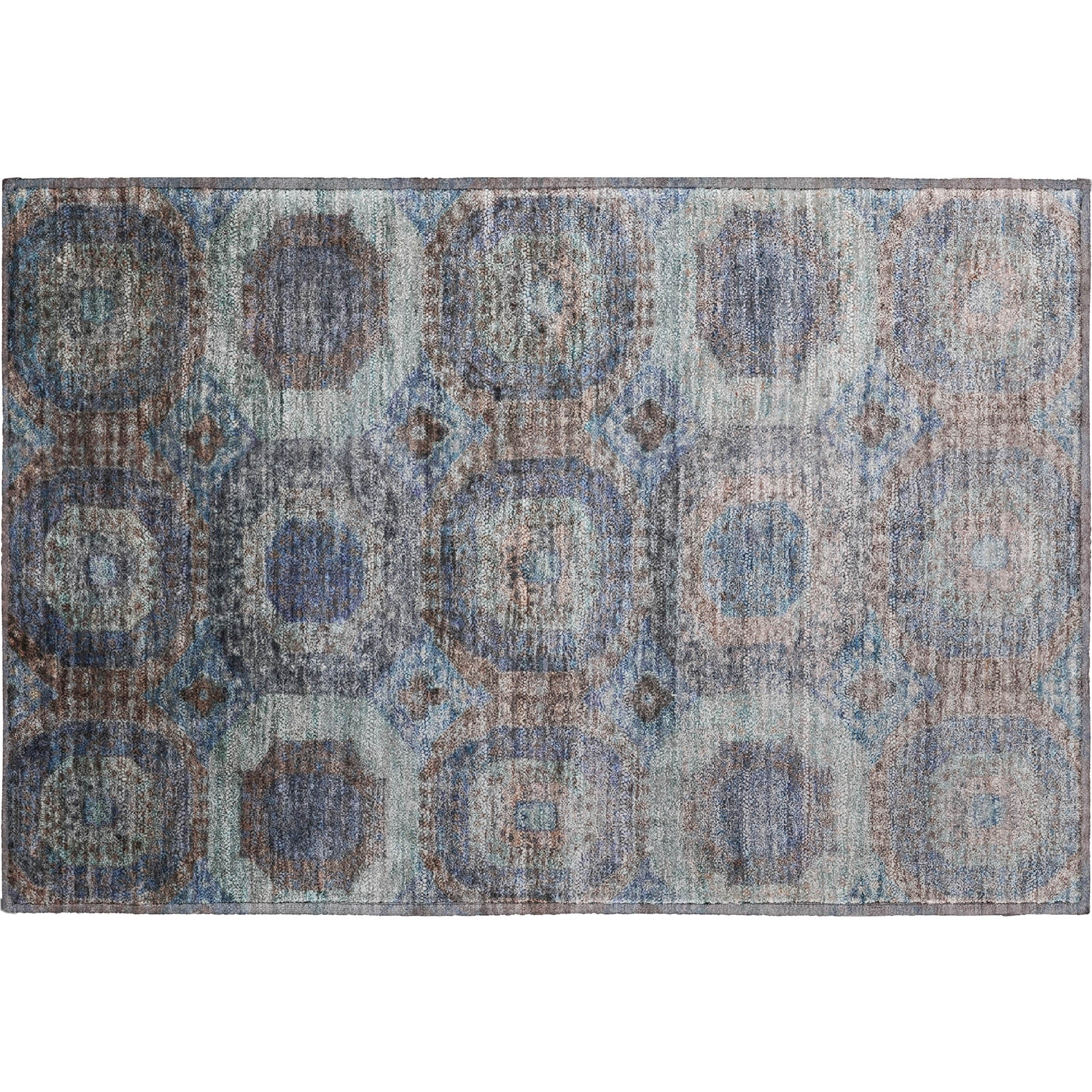 Prague Machine Washable Transitional Teal Rug 1'8" x 2'6" #shape_Rectangle