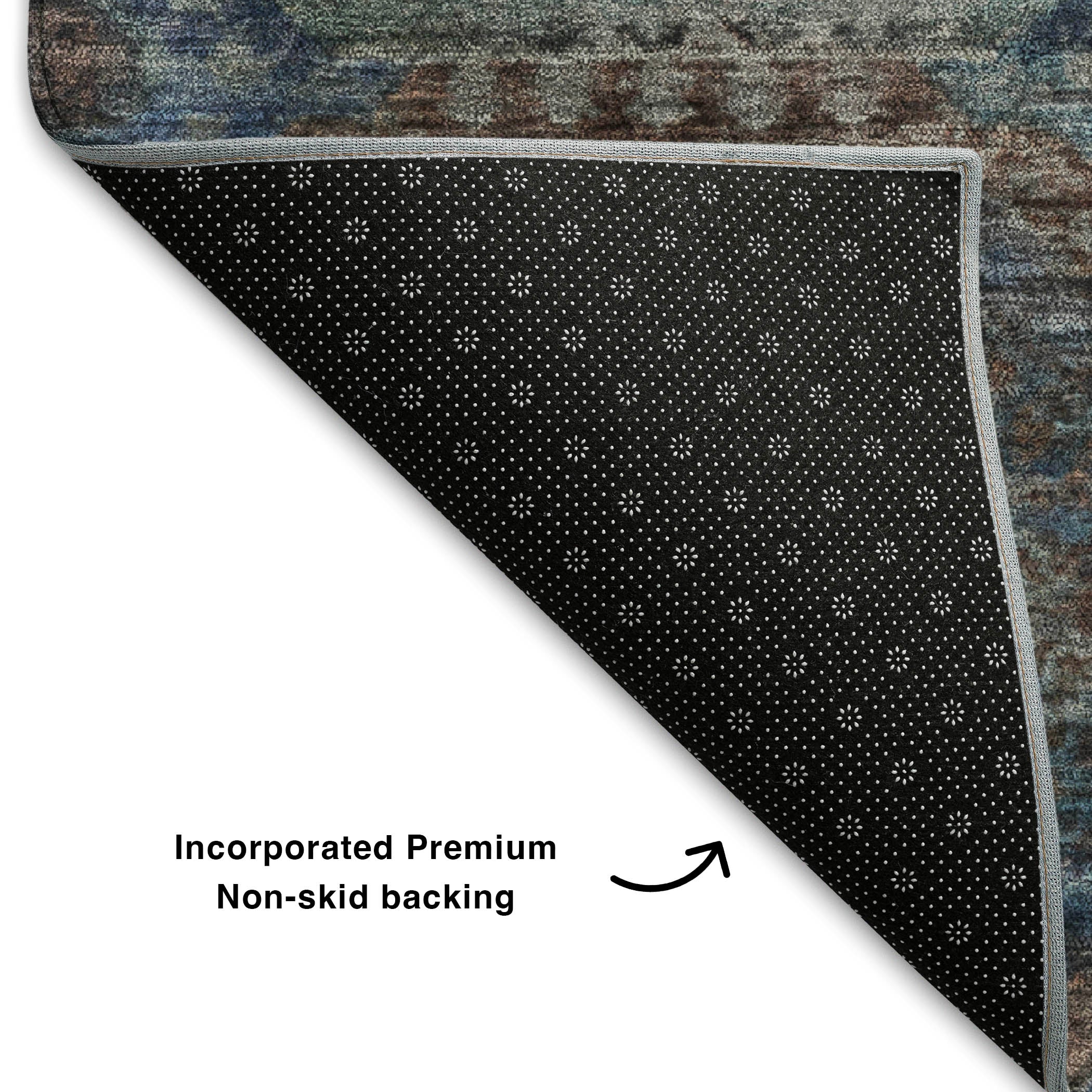 Prague Machine Washable Transitional Teal Rug 1'8" x 2'6" #shape_Rectangle