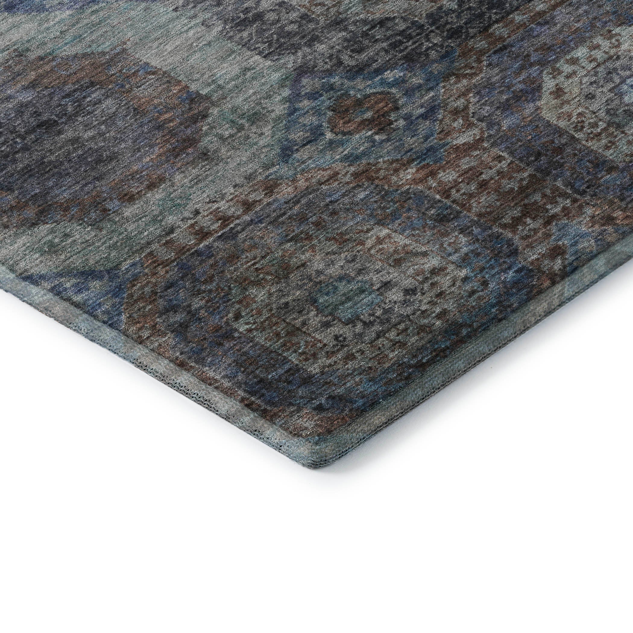 Prague Machine Washable Transitional Teal Rug 1'8" x 2'6" #shape_Rectangle