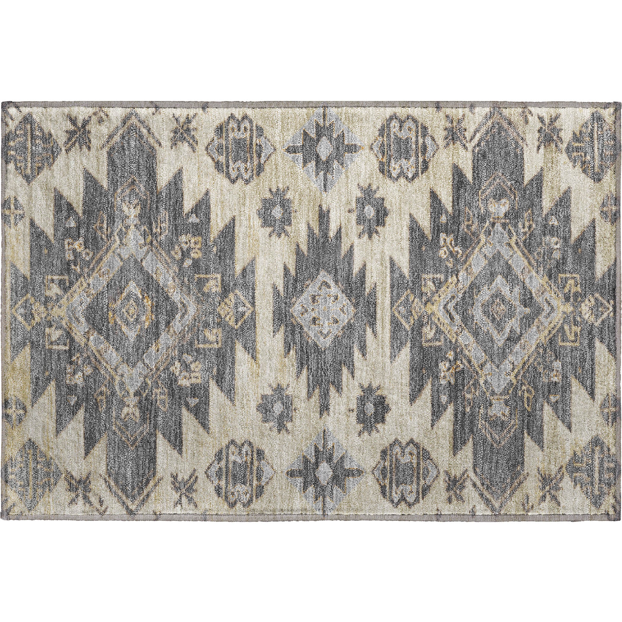 Florence Machine Washable Transitional Beige Brown Rug 1'8" x 2'6" #shape_Rectangle