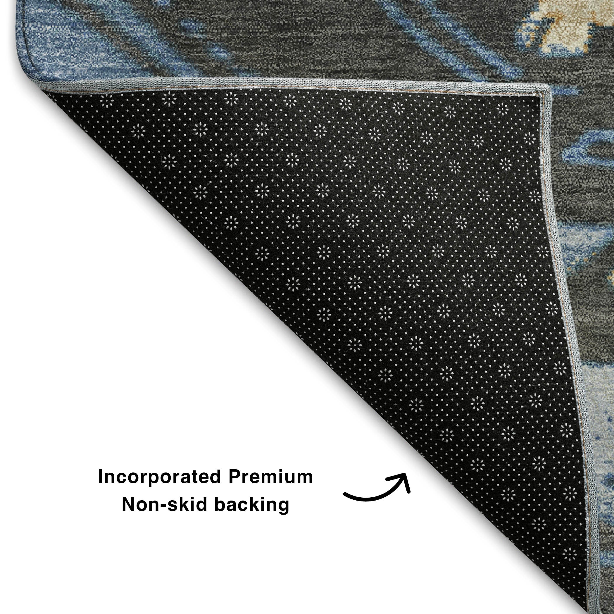 Florence Machine Washable Transitional Blue Rug 1'8" x 2'6" #shape_Rectangle
