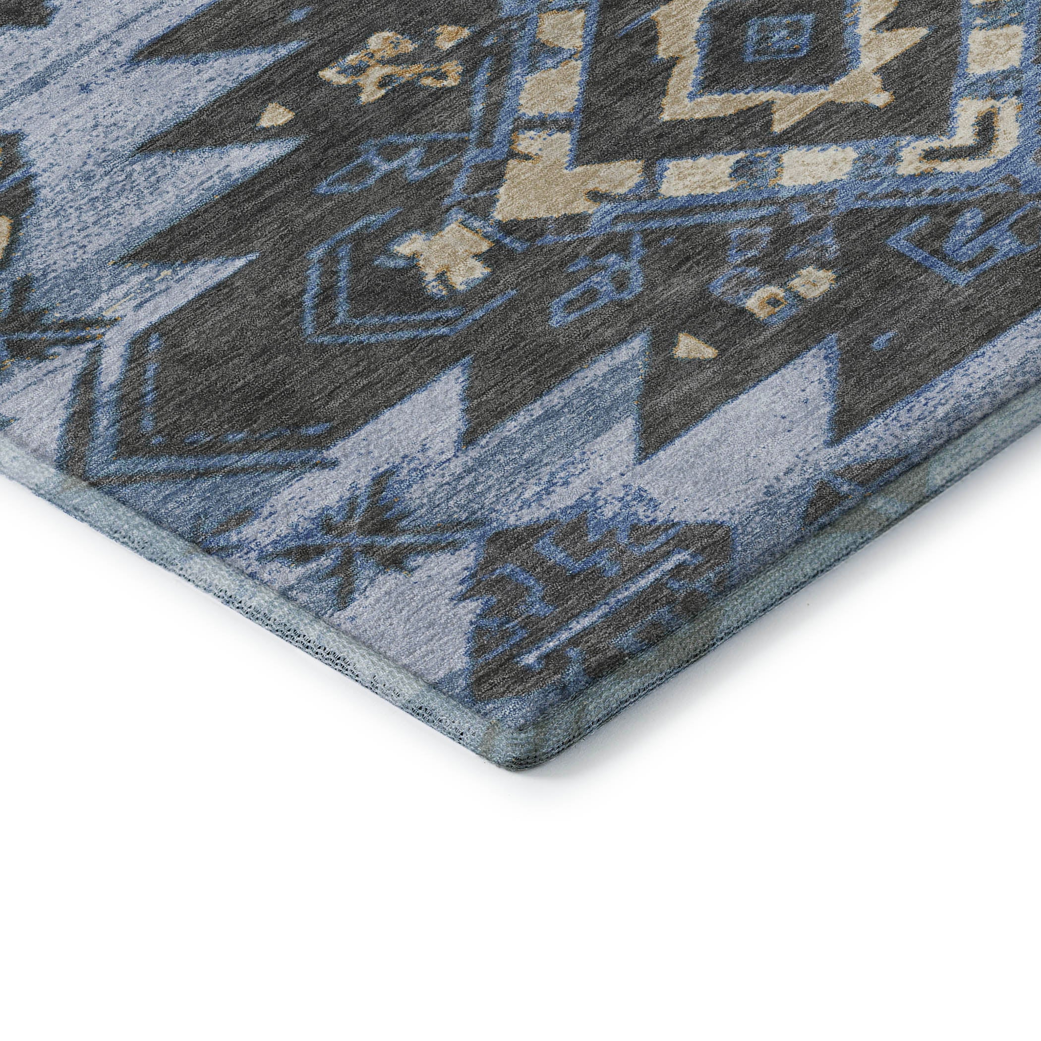 Florence Machine Washable Transitional Blue Rug 1'8" x 2'6" #shape_Rectangle