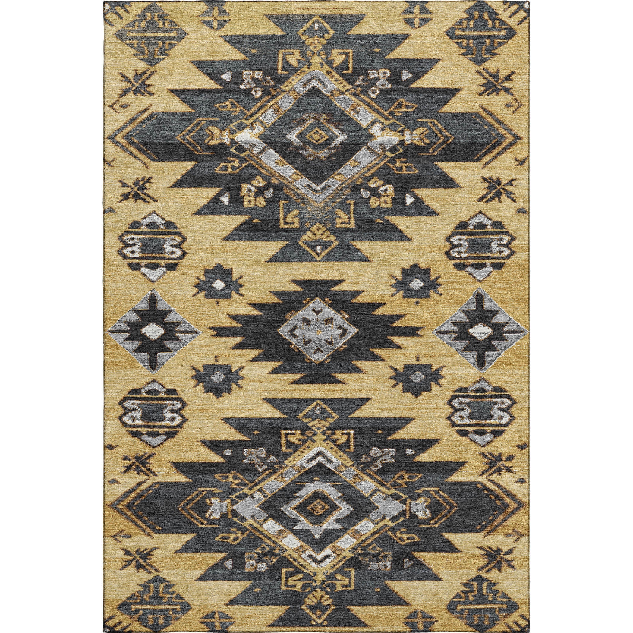 Florence Machine Washable Transitional Gold Rug 2'6" x 3'10" #shape_Rectangle