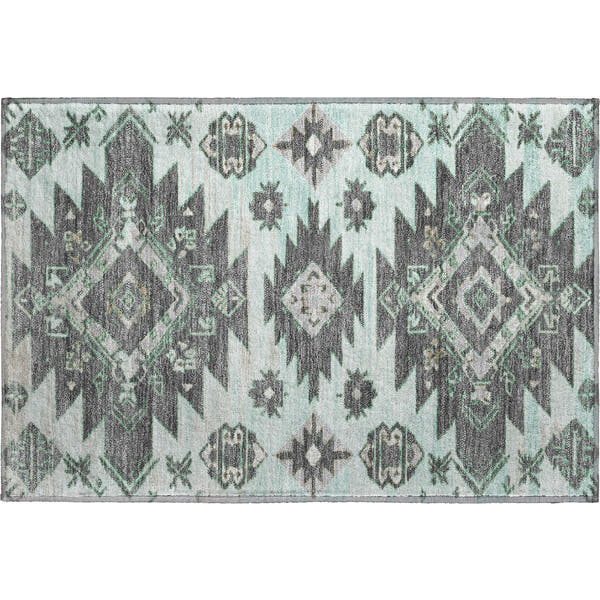 Florence Machine Washable Transitional Mint Green Rug 1'8" x 2'6"
