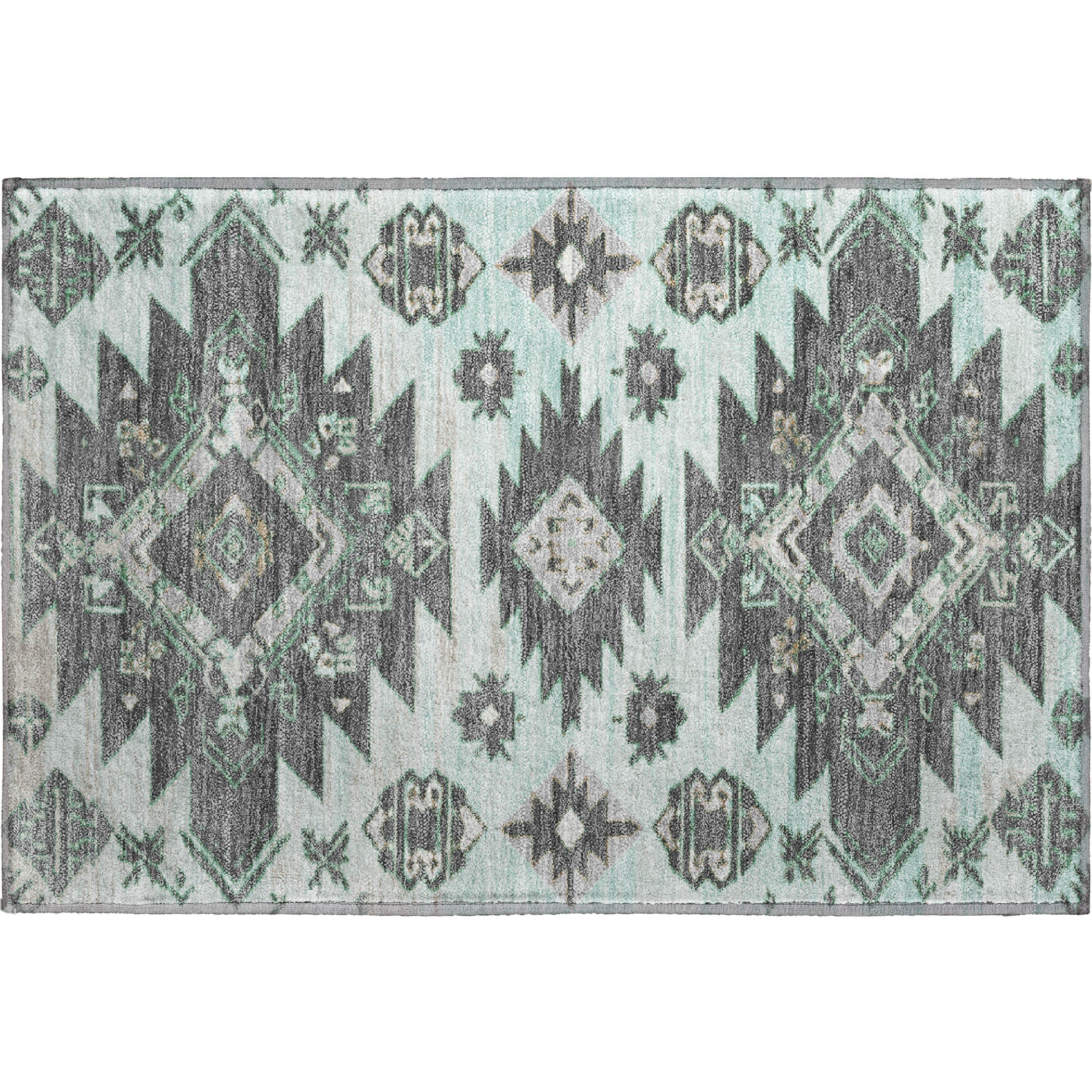 Florence Machine Washable Transitional Mint Green Rug 1'8" x 2'6" #shape_Rectangle