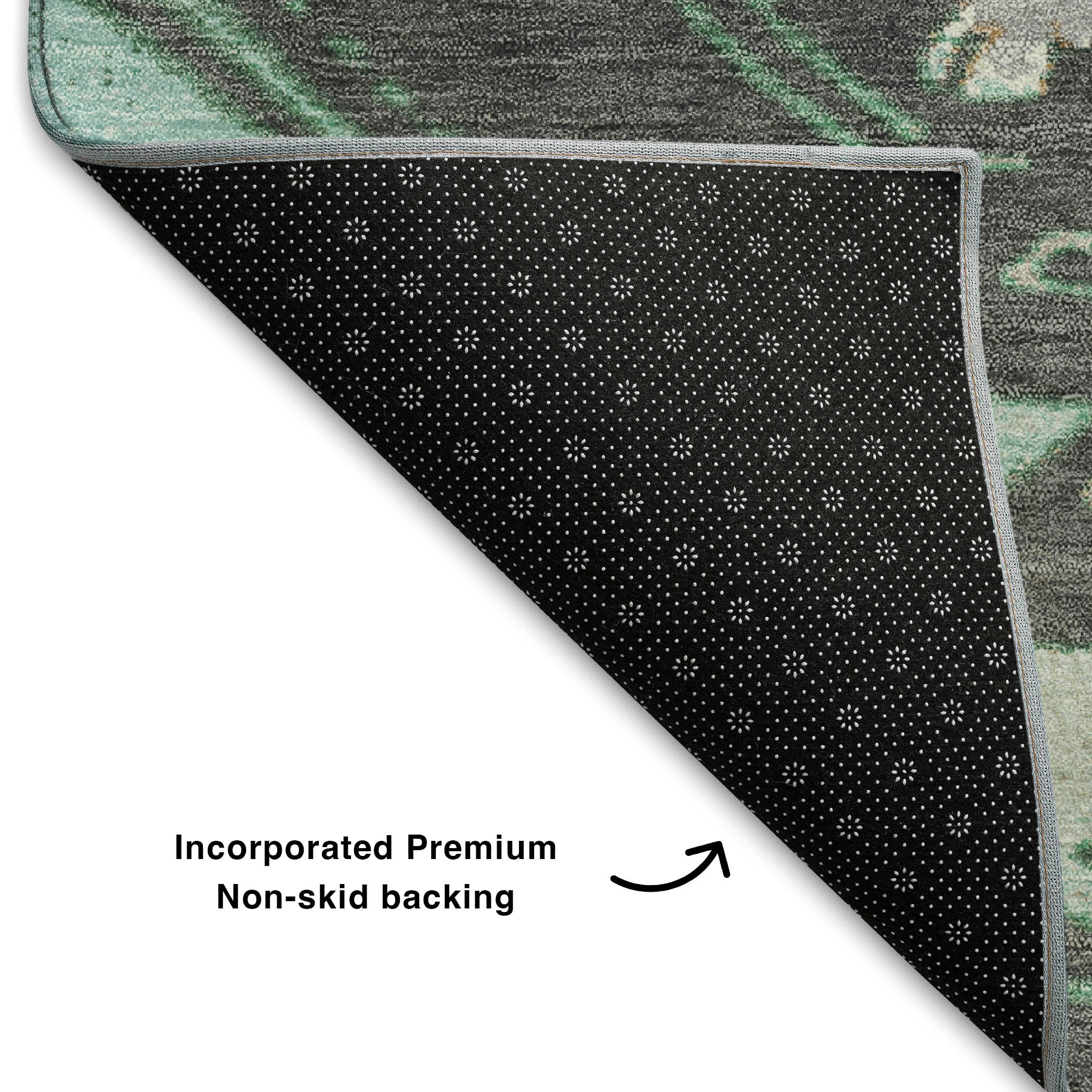 Florence Machine Washable Transitional Mint Green Rug 1'8" x 2'6" #shape_Rectangle