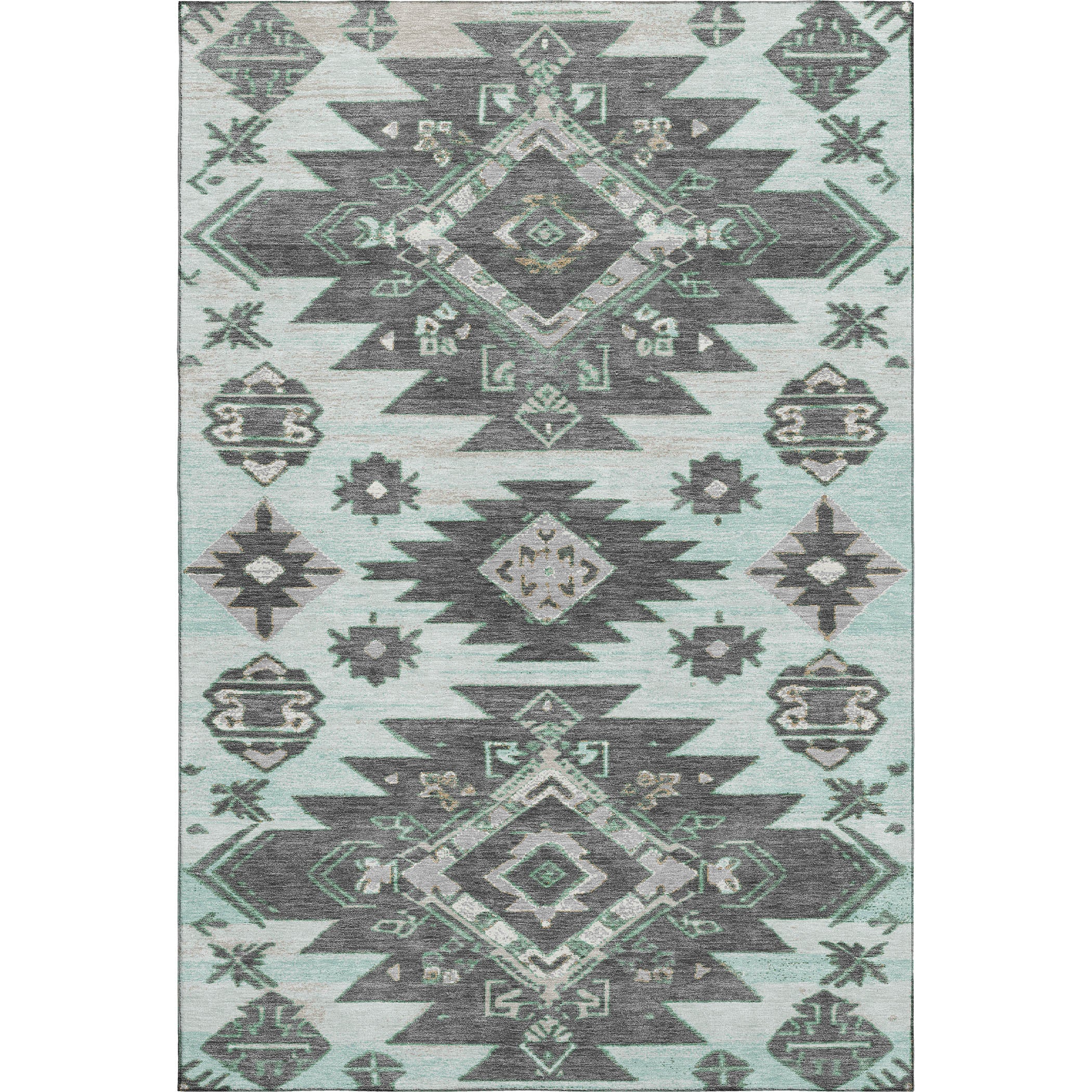 Florence Machine Washable Transitional Mint Green Rug 2'6" x 3'10" #shape_Rectangle