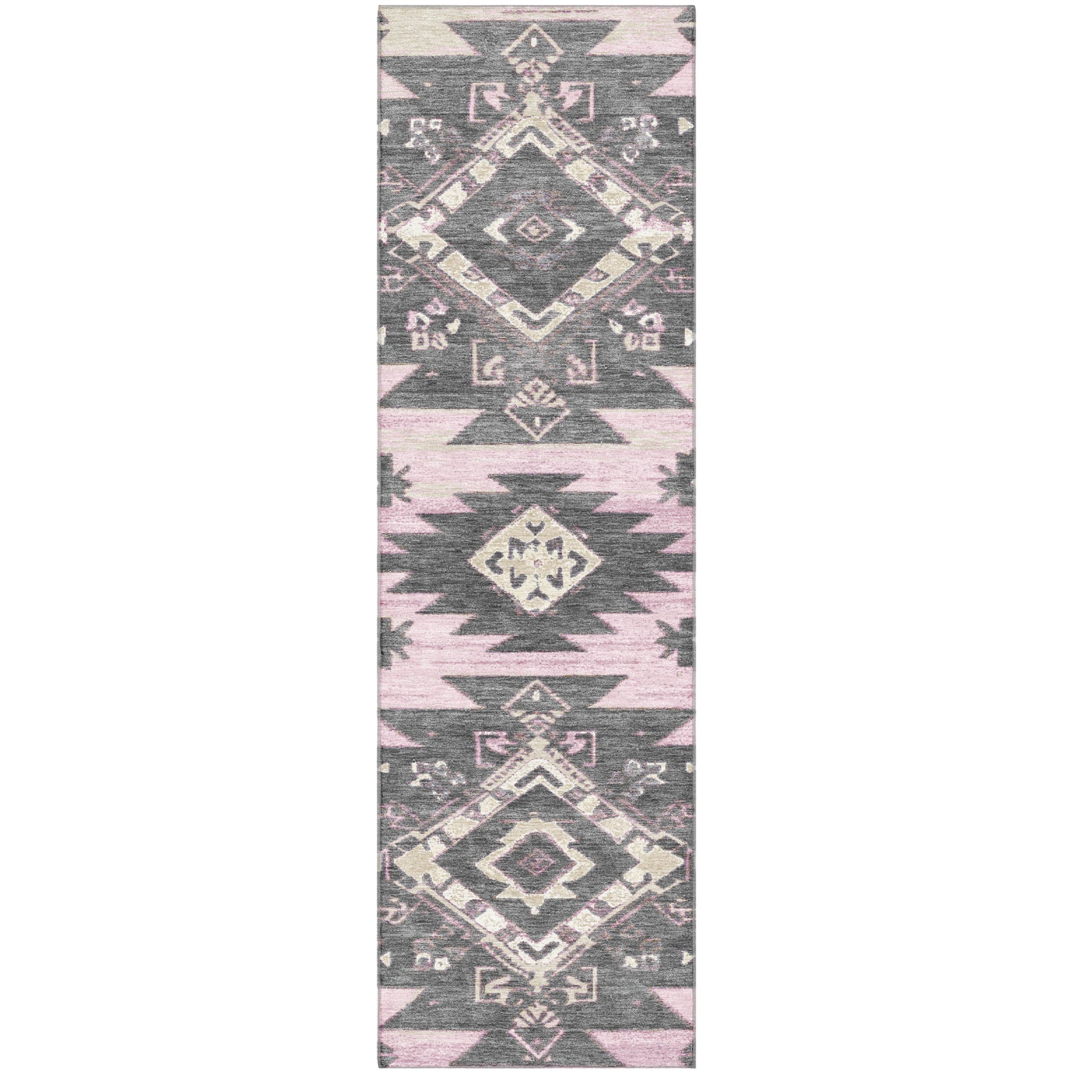 Florence Machine Washable Transitional Pink Rug 2'3" x 7'6" #shape_Runner