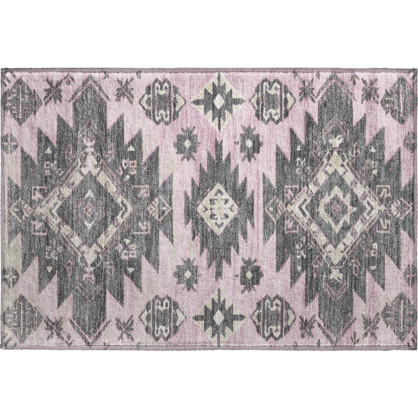 Florence Machine Washable Transitional Pink Rug 1'8" x 2'6"