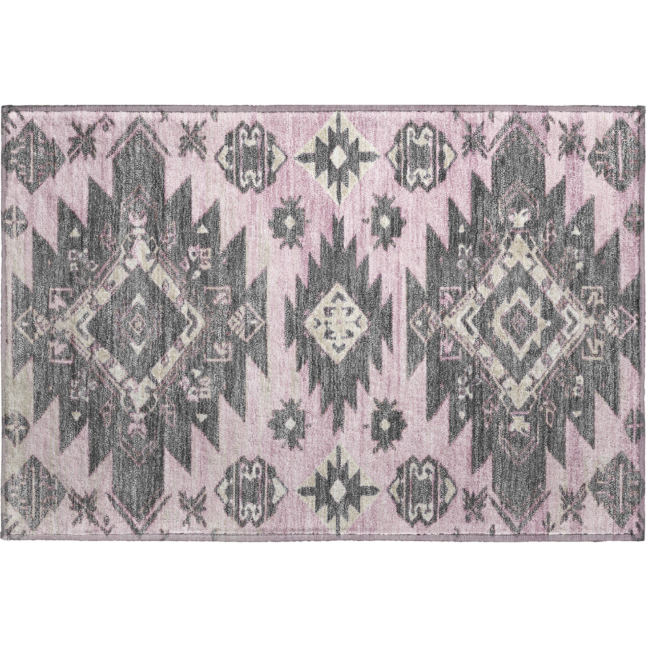 Florence Machine Washable Transitional Pink Rug 1'8" x 2'6" #shape_Rectangle
