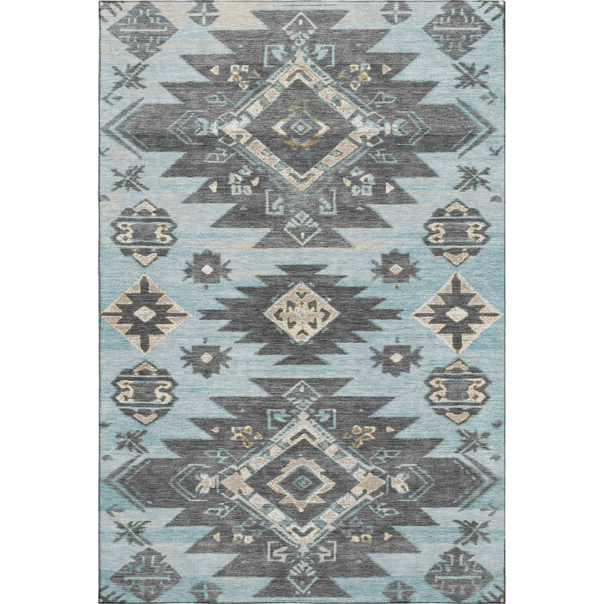 Florence Machine Washable Transitional Teal Rug 2'6" x 3'10" #shape_Rectangle