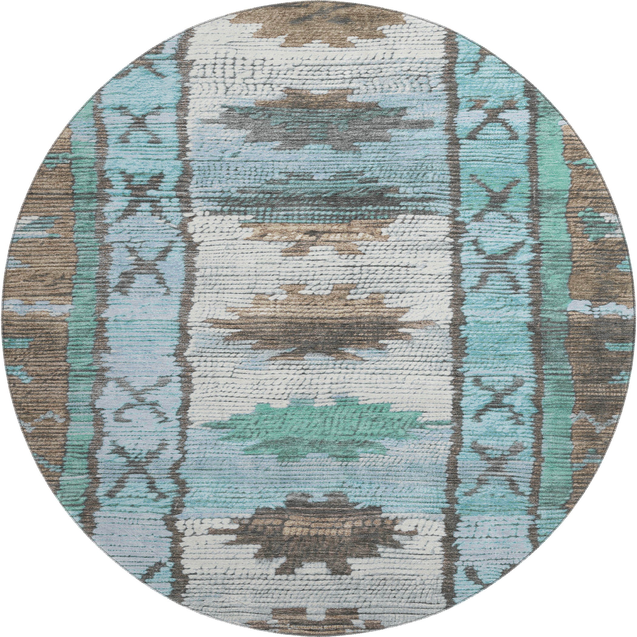 Lucerne Machine Washable Transitional Brown Rug 8' x 8' #shape_Round