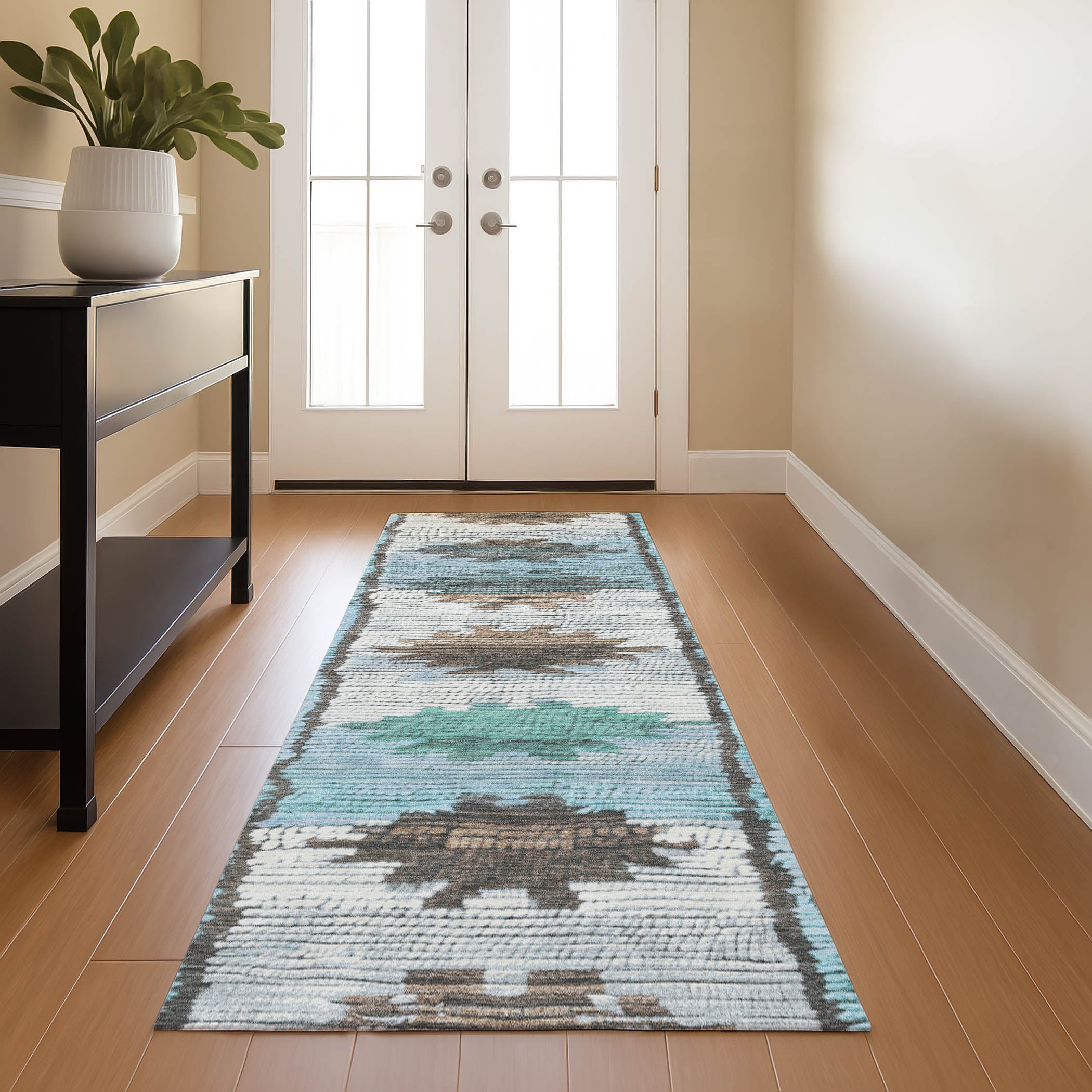 Lucerne Machine Washable Transitional Brown Rug 2'3" x 7'6" #shape_Runner