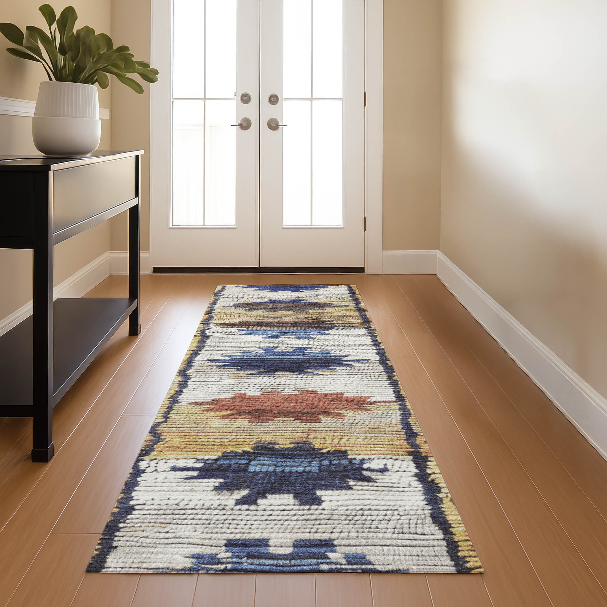 Lucerne Machine Washable Transitional Gold Rug 2'3" x 7'6" #shape_Runner