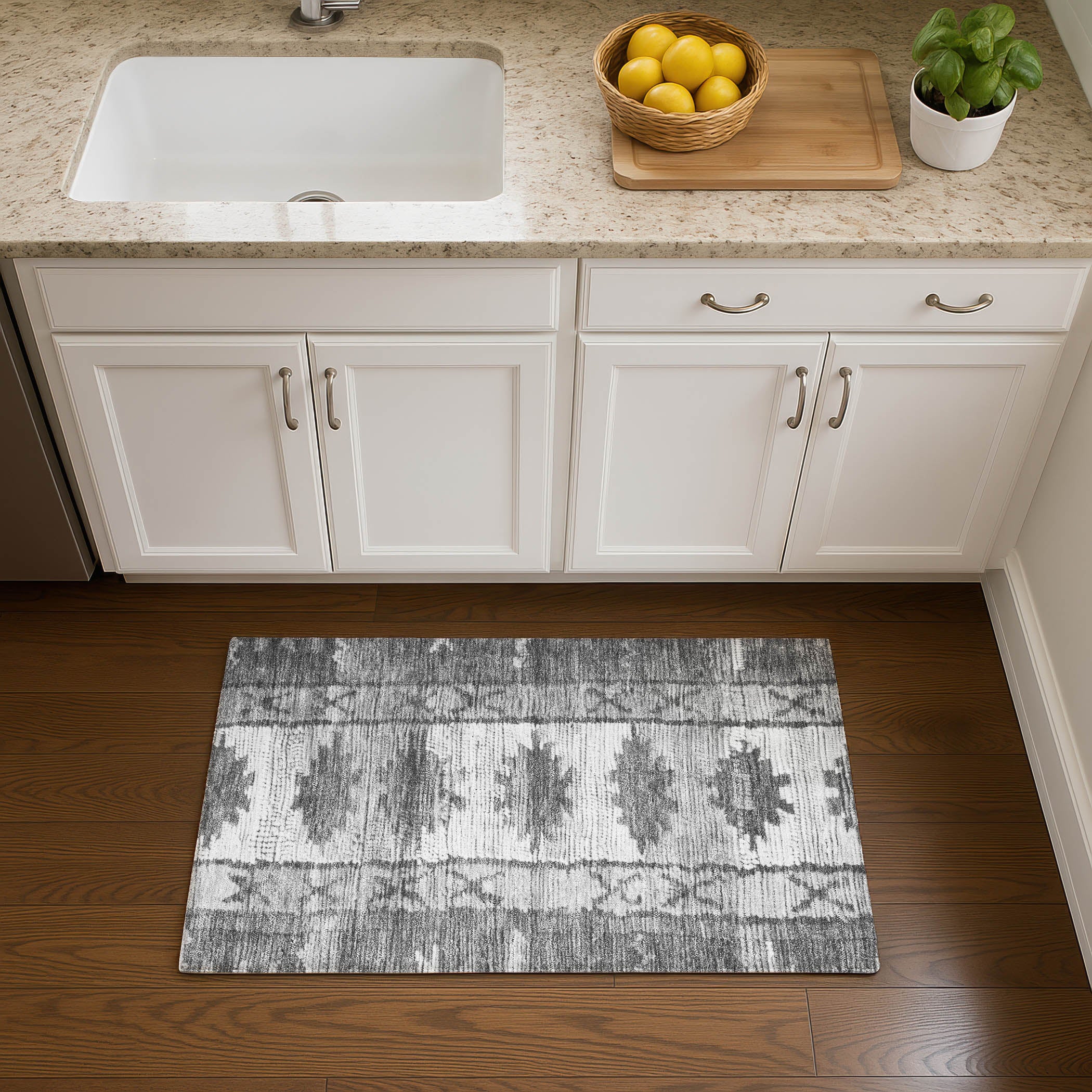 Lucerne Machine Washable Transitional Gray Rug 1'8" x 2'6" #shape_Rectangle