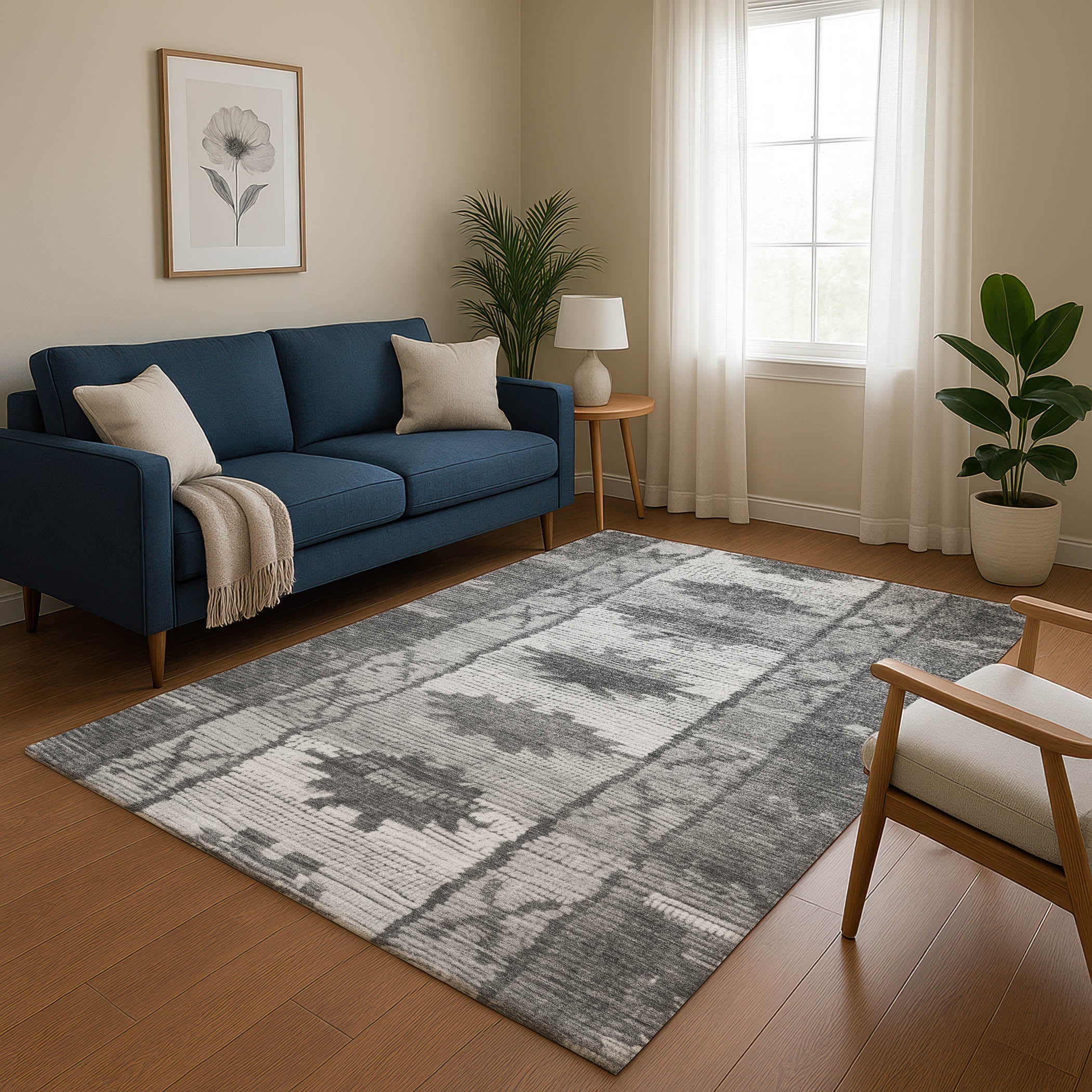 Lucerne Machine Washable Transitional Gray Rug 2'6" x 3'10" #shape_Rectangle