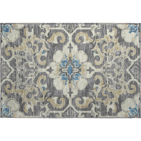 Bruges Machine Washable Traditional Beige Brown Rug 1'8" x 2'6"