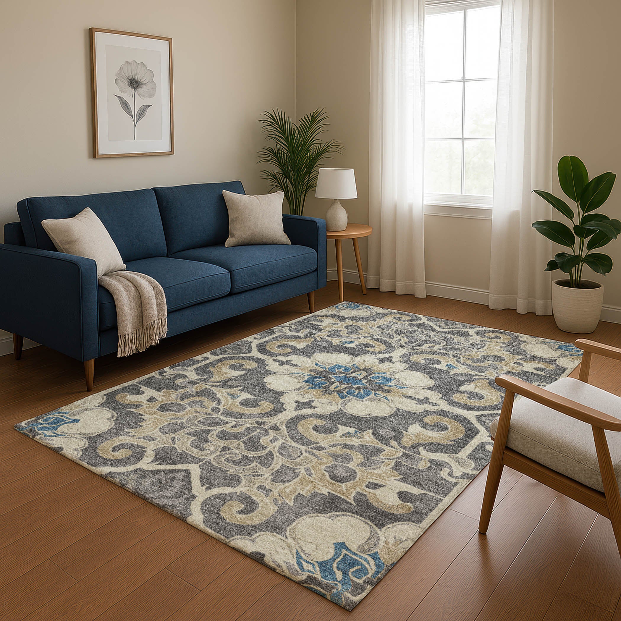 Bruges Machine Washable Traditional Beige Brown Rug 2'6" x 3'10" #shape_Rectangle