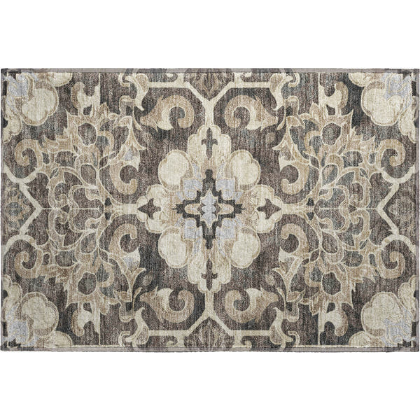Bruges Machine Washable Traditional Chocolate Brown Rug 1'8" x 2'6"