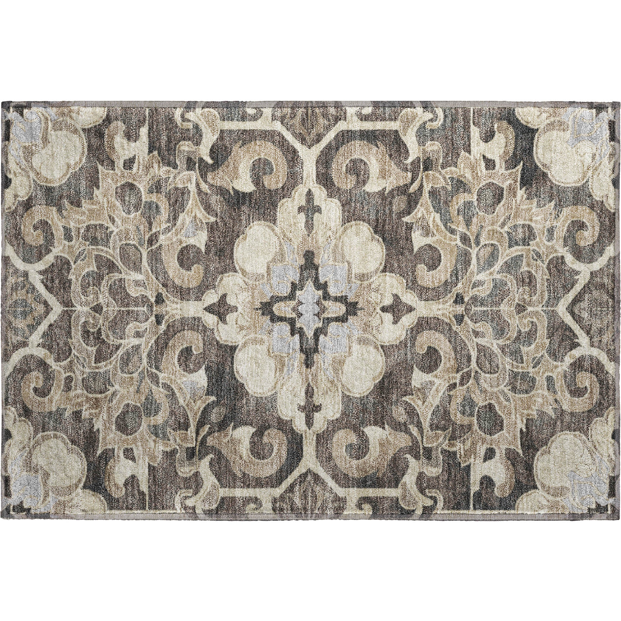 Bruges Machine Washable Traditional Chocolate Brown Rug 1'8" x 2'6" #shape_Rectangle