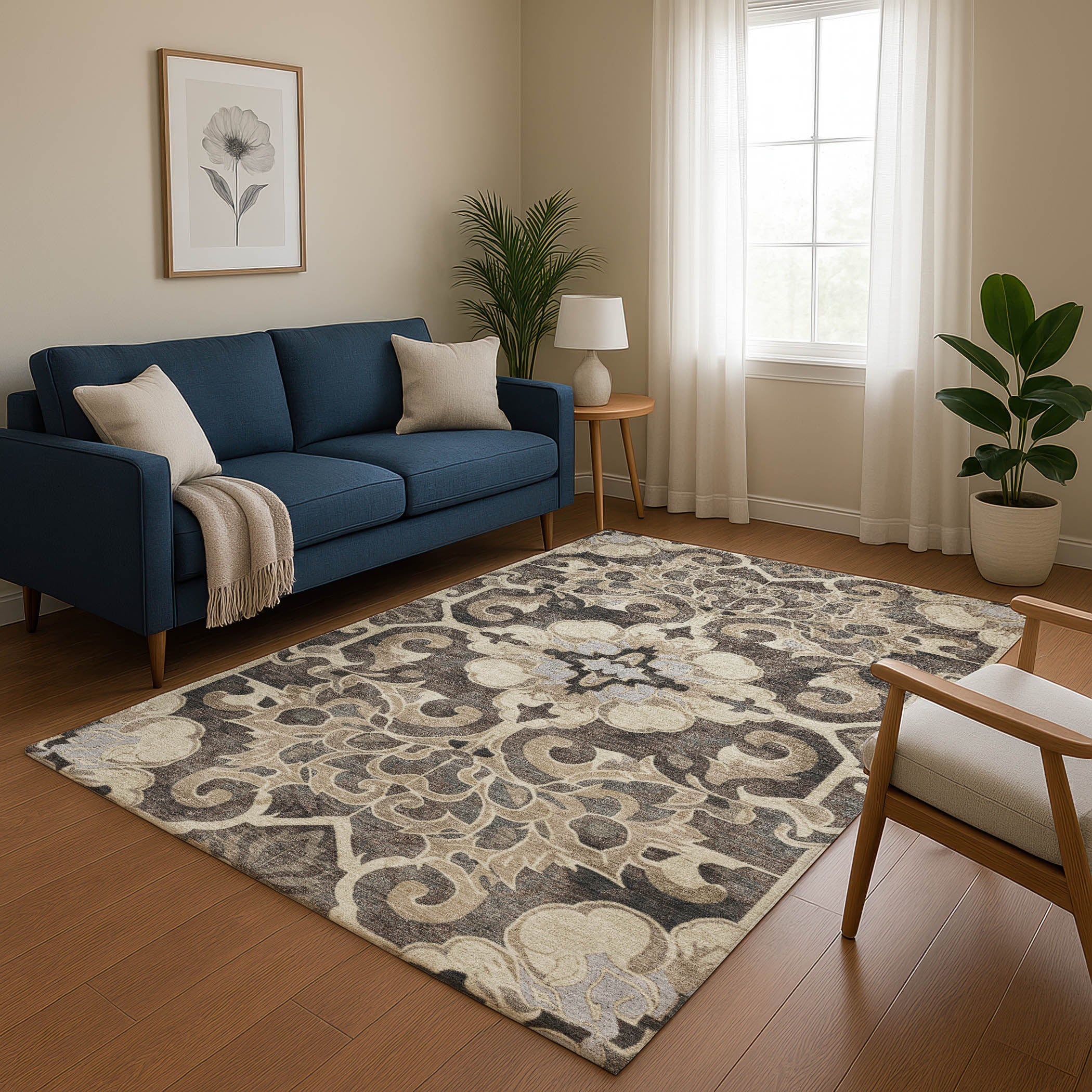Bruges Machine Washable Traditional Chocolate Brown Rug 2'6" x 3'10" #shape_Rectangle